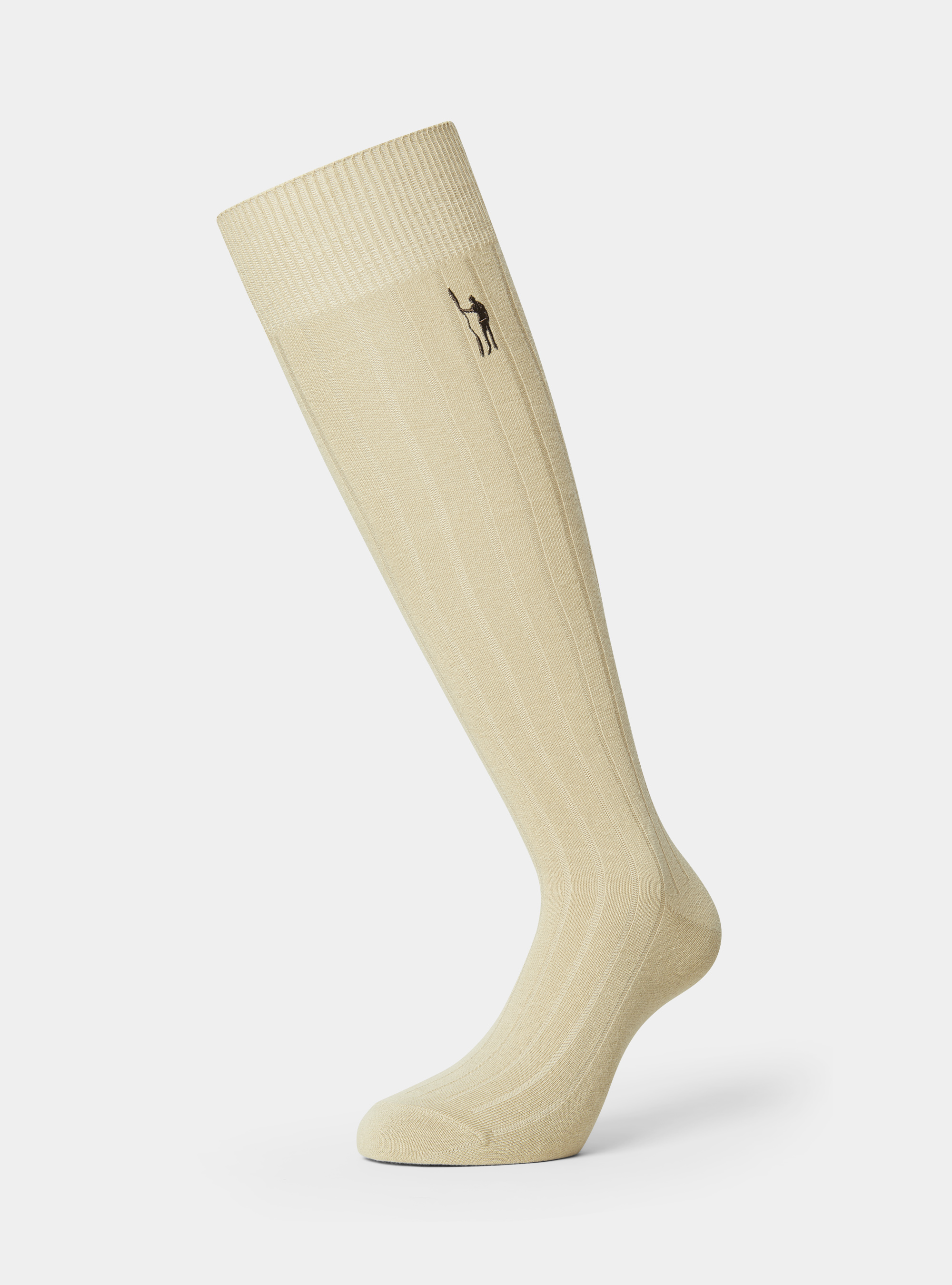 Ribbed cotton-blend socks, ECRU