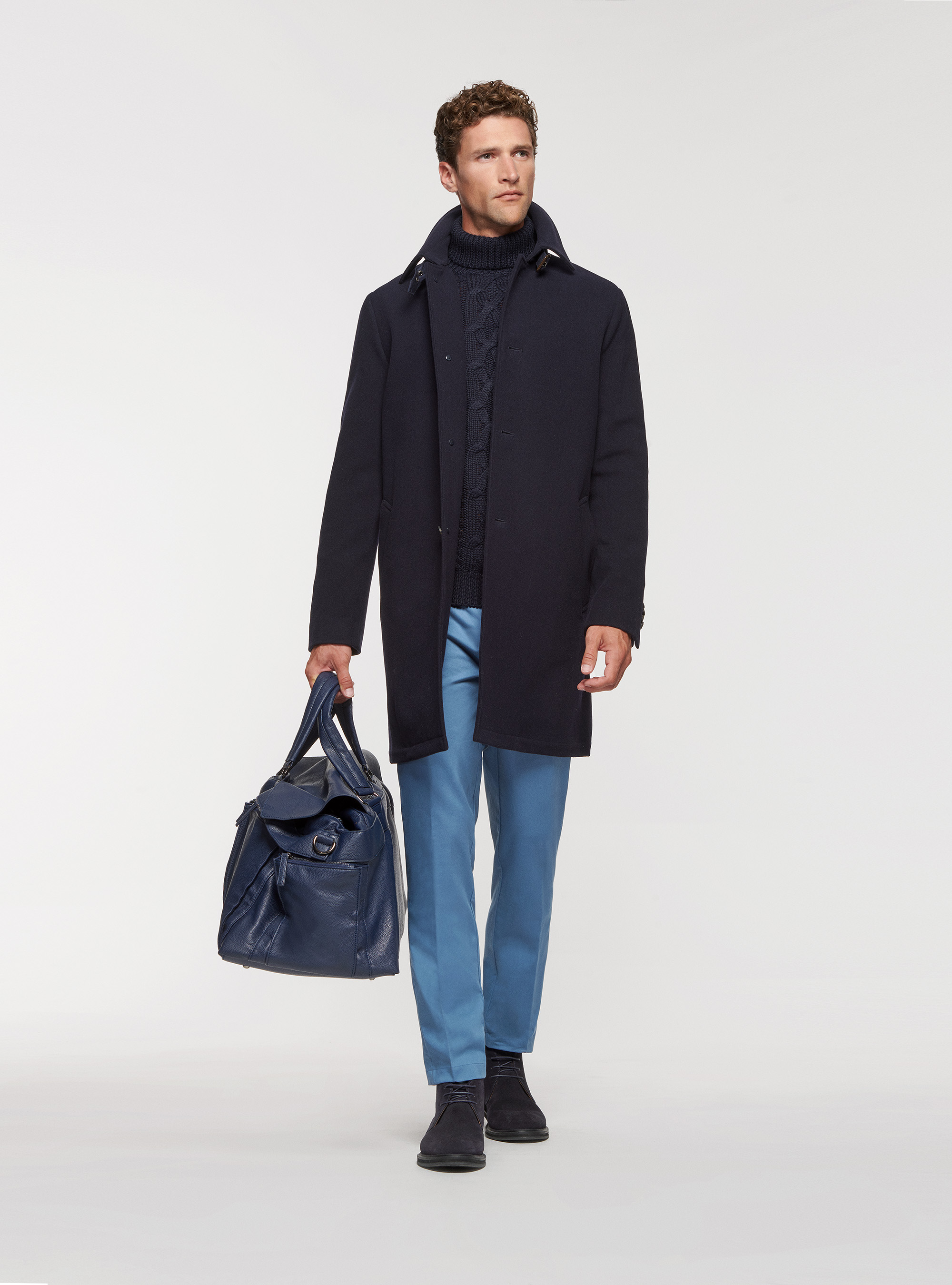 Cappotto in misto lana, BLU NAVY