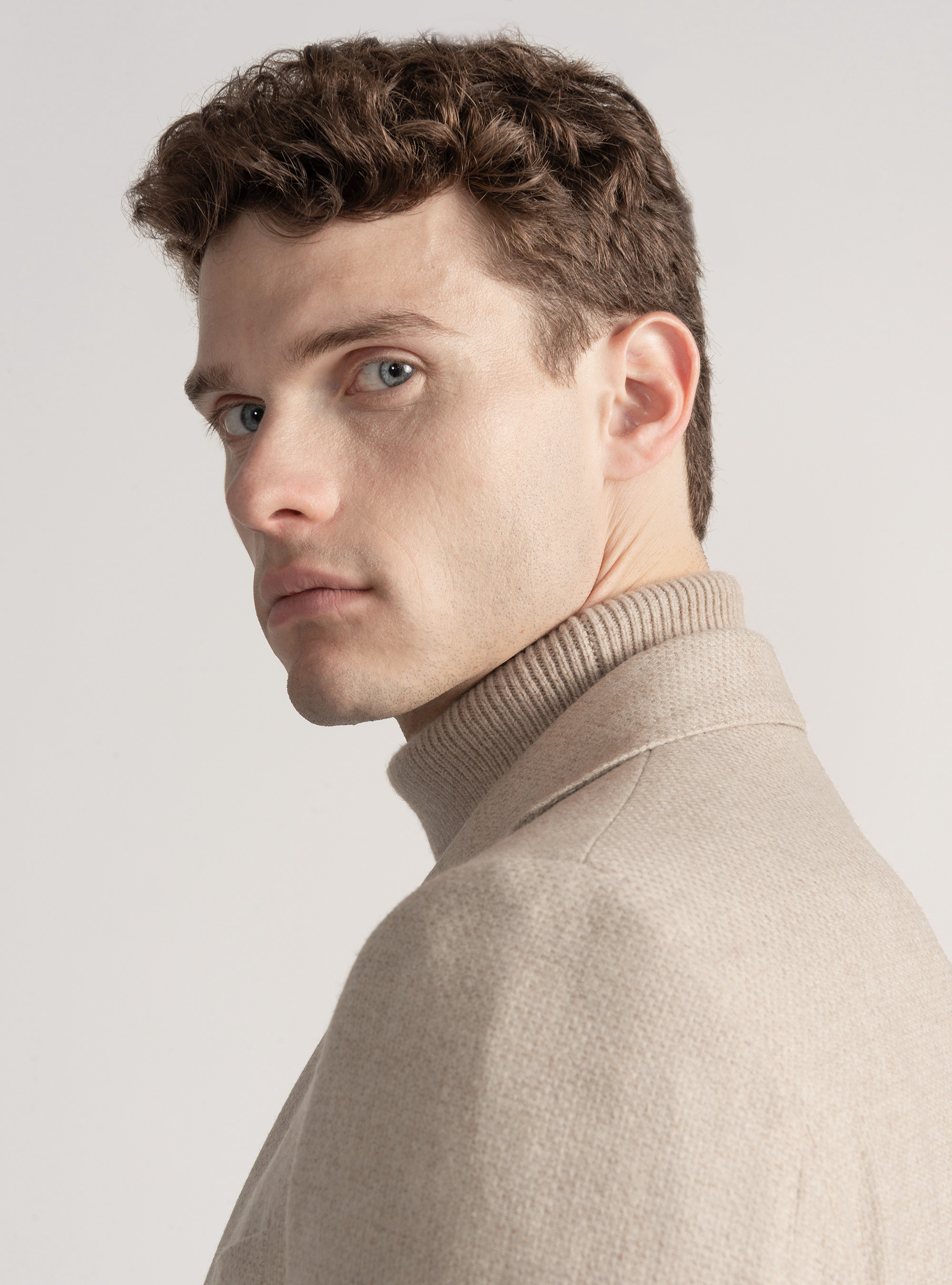 Giacca hopsack in lana cotone e cashmere, ECRU