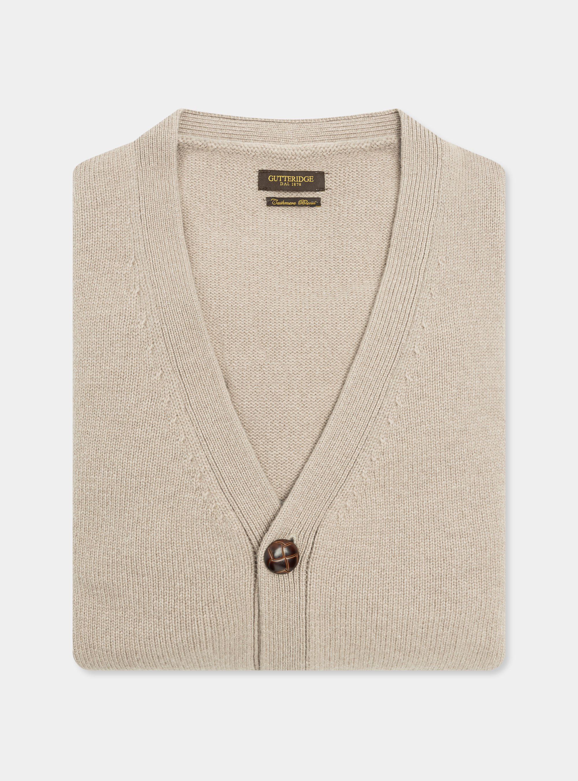 Lambswool and cashmere cardigan, SAND