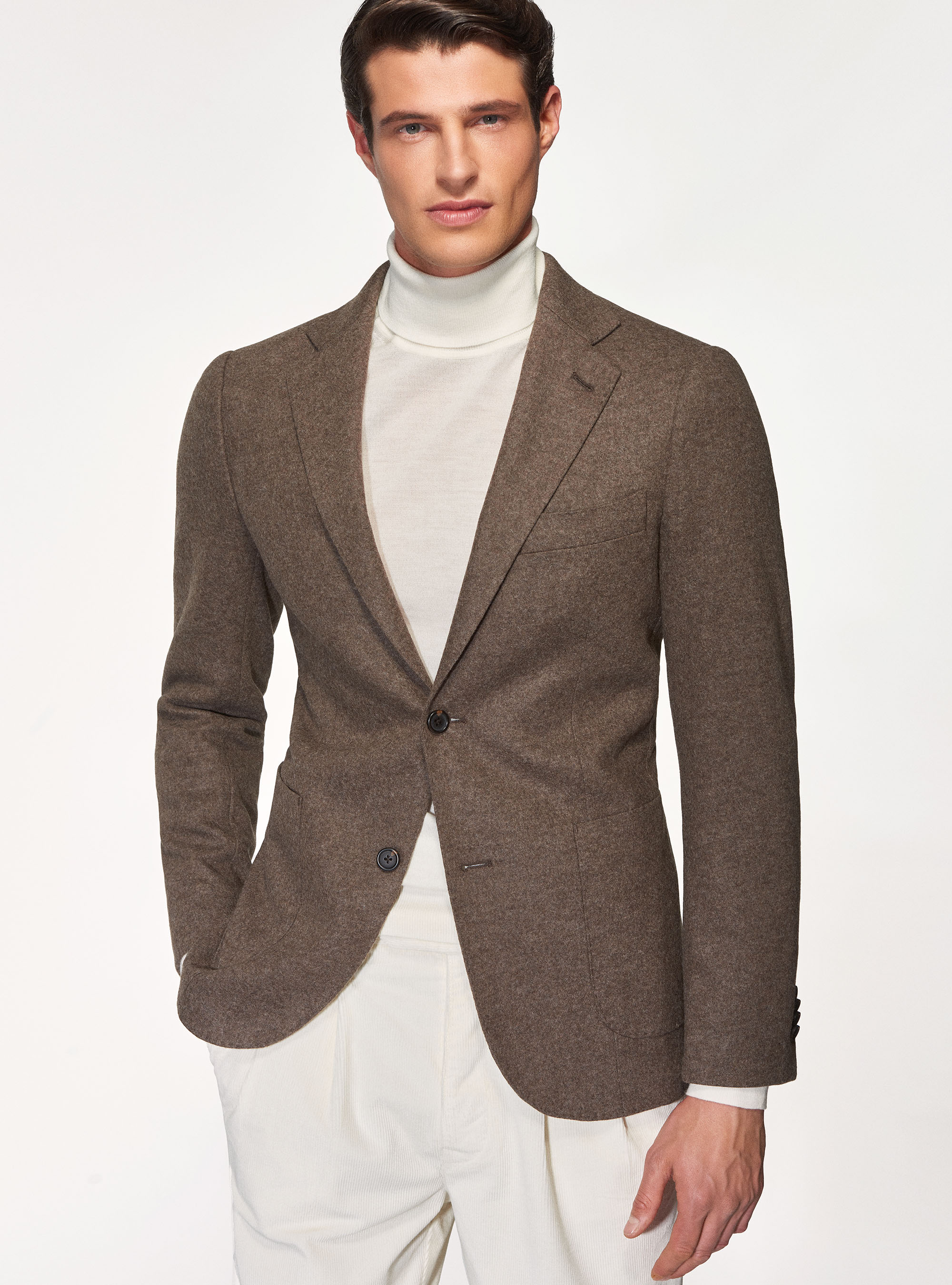 Gutteridge - Giacca in jersey di lana, Unisex, Fango, Taglia: 44