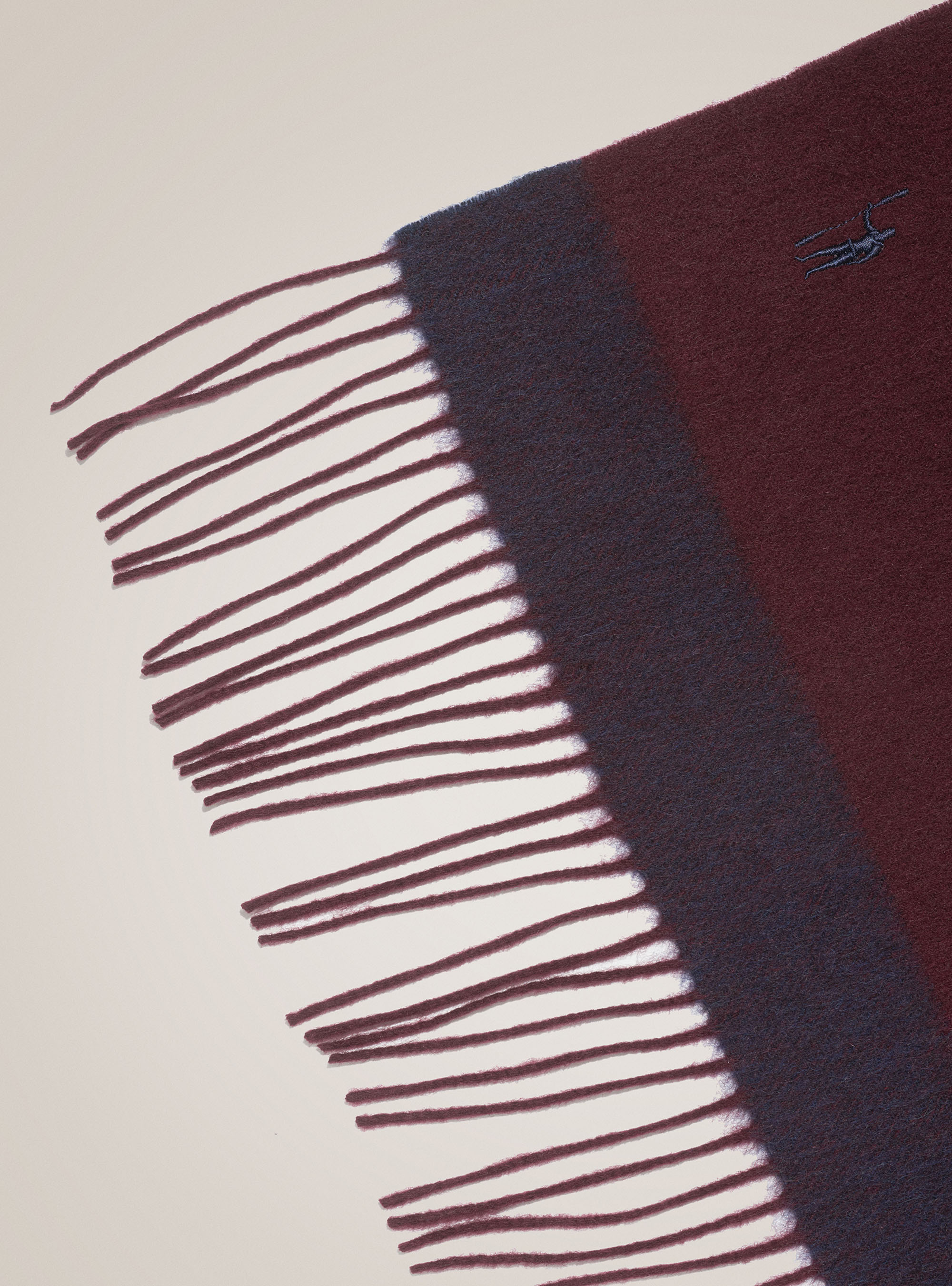 Wool and cashmere scarf with contrasting edge, BORDEAUX