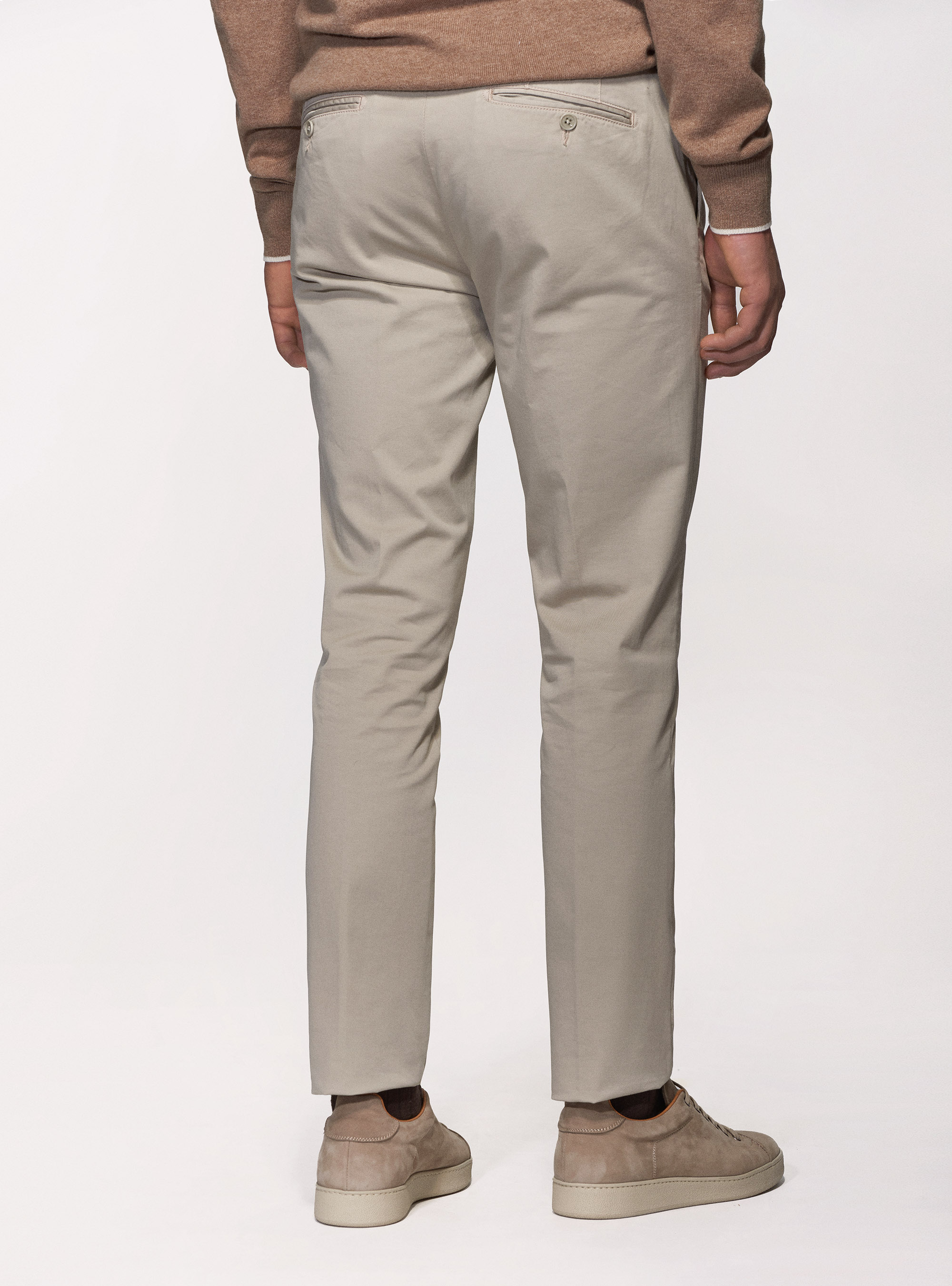 Pantaloni chino in twill di cotone stretch, ECRU