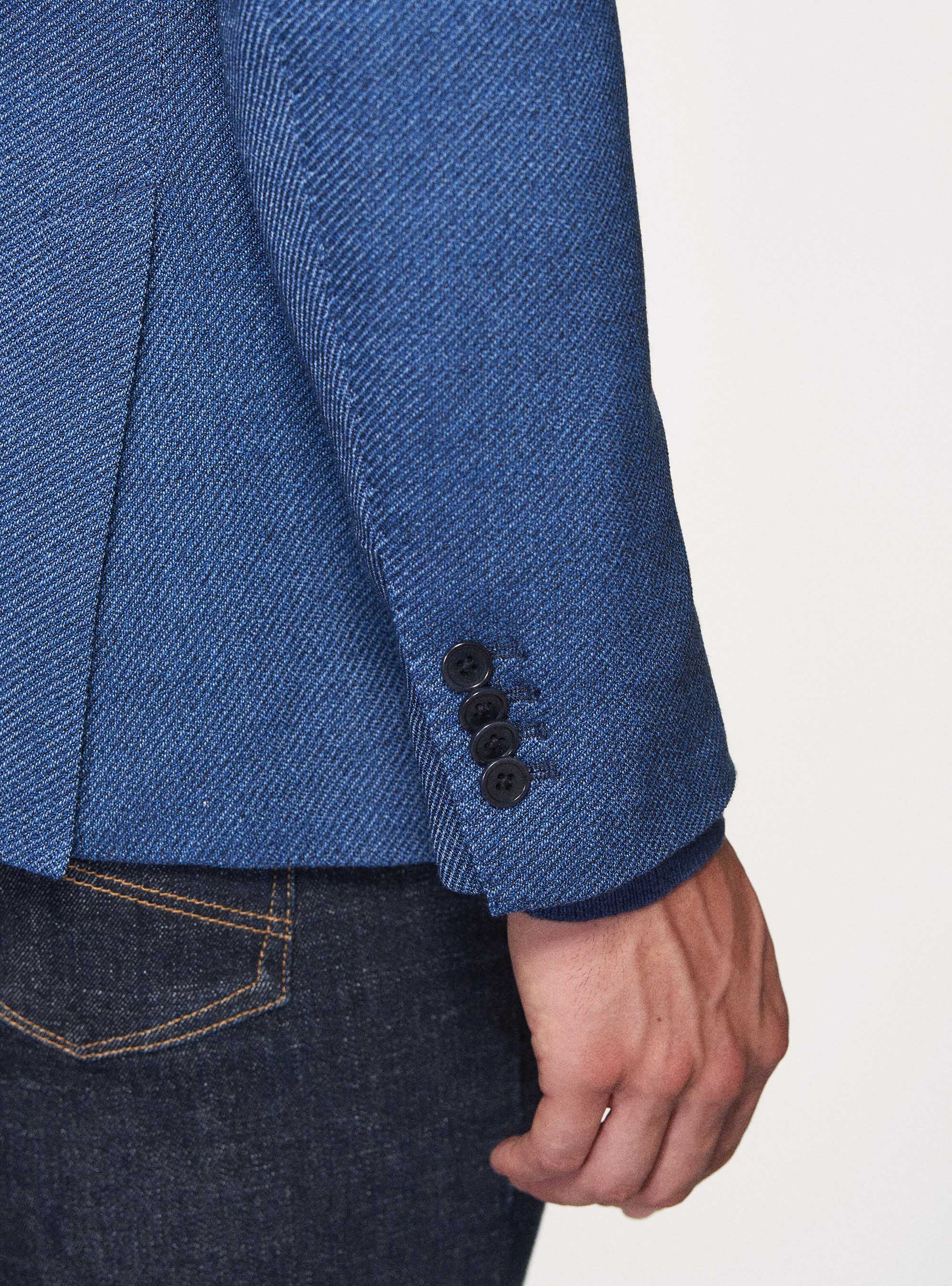 Americana de sarga de lana, AZUL MEDIO