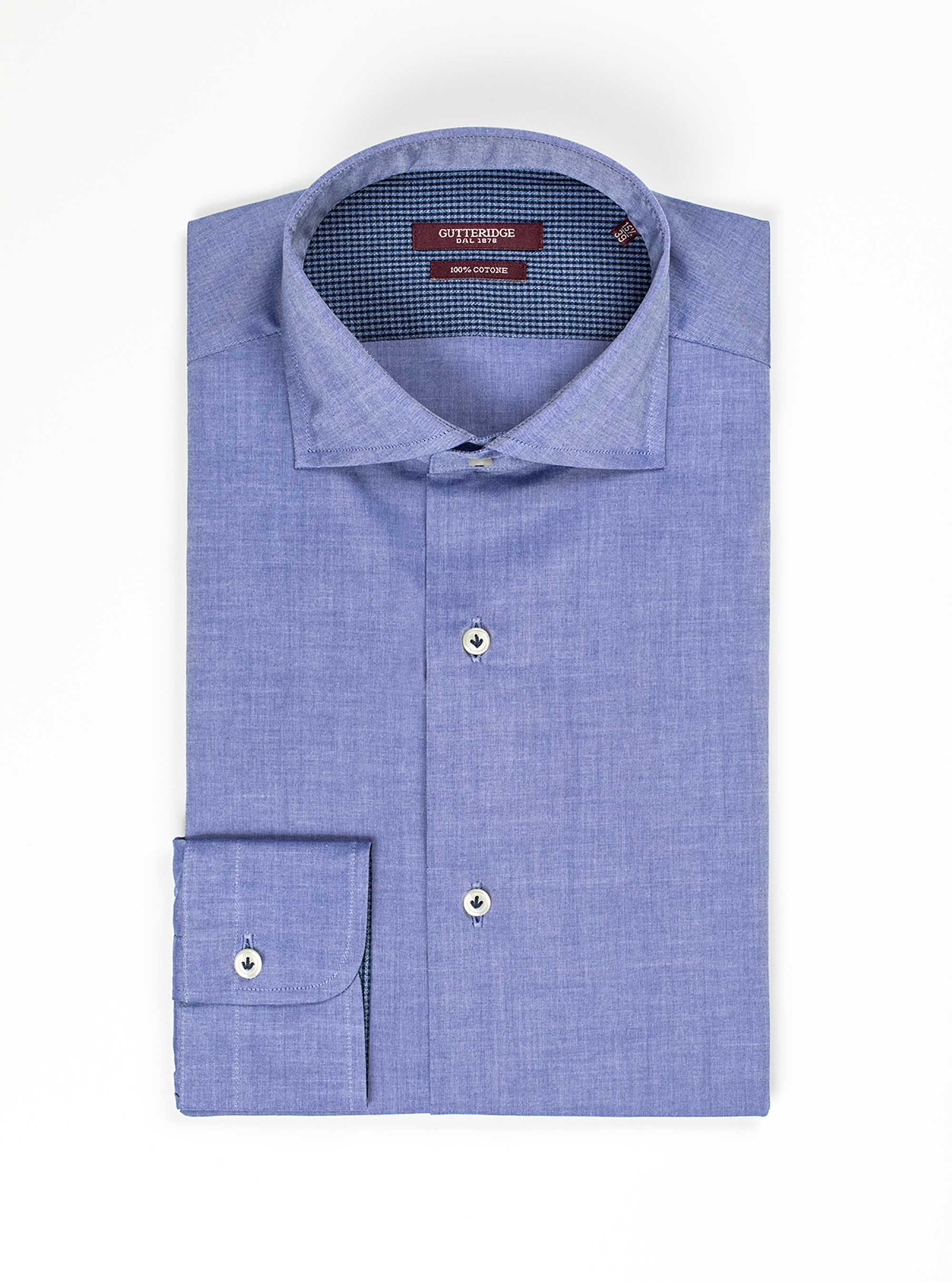 Chemise &agrave; col fran&ccedil;ais en popeline de coton, BASALT