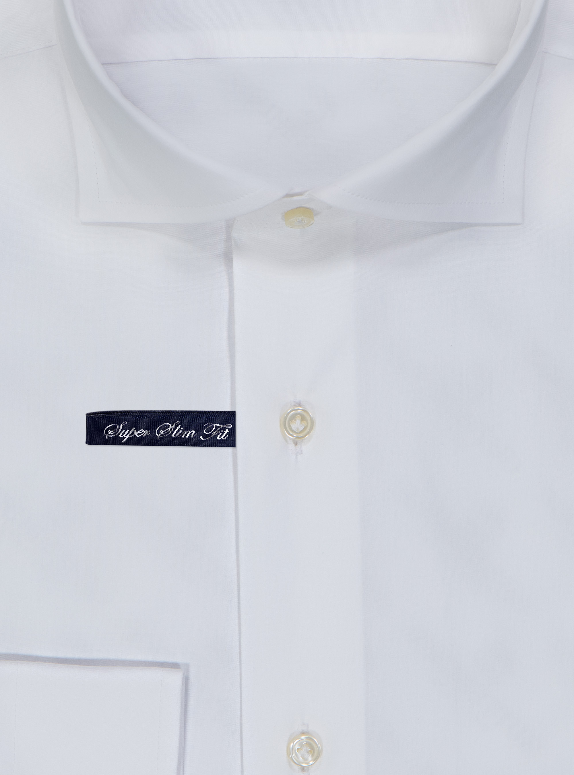 Camicia con collo francese popline stretch unito, BIANCO 0099C