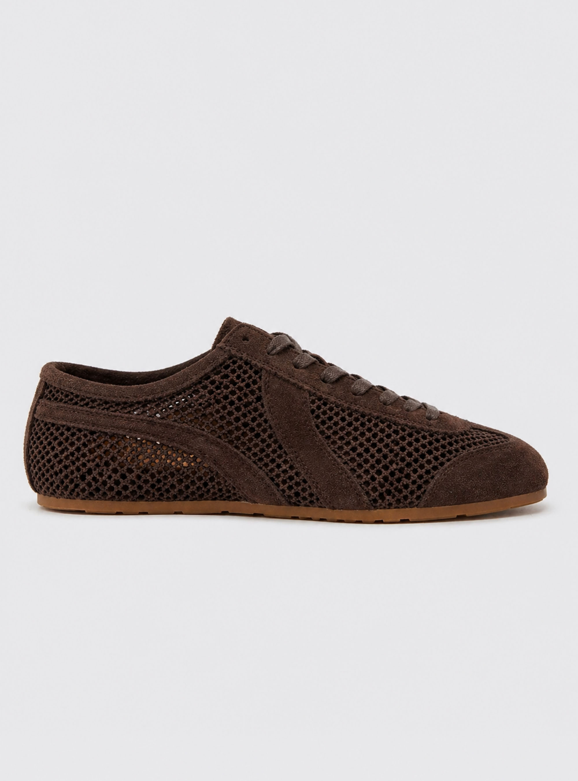 Suede and mesh sneakers, BROWN