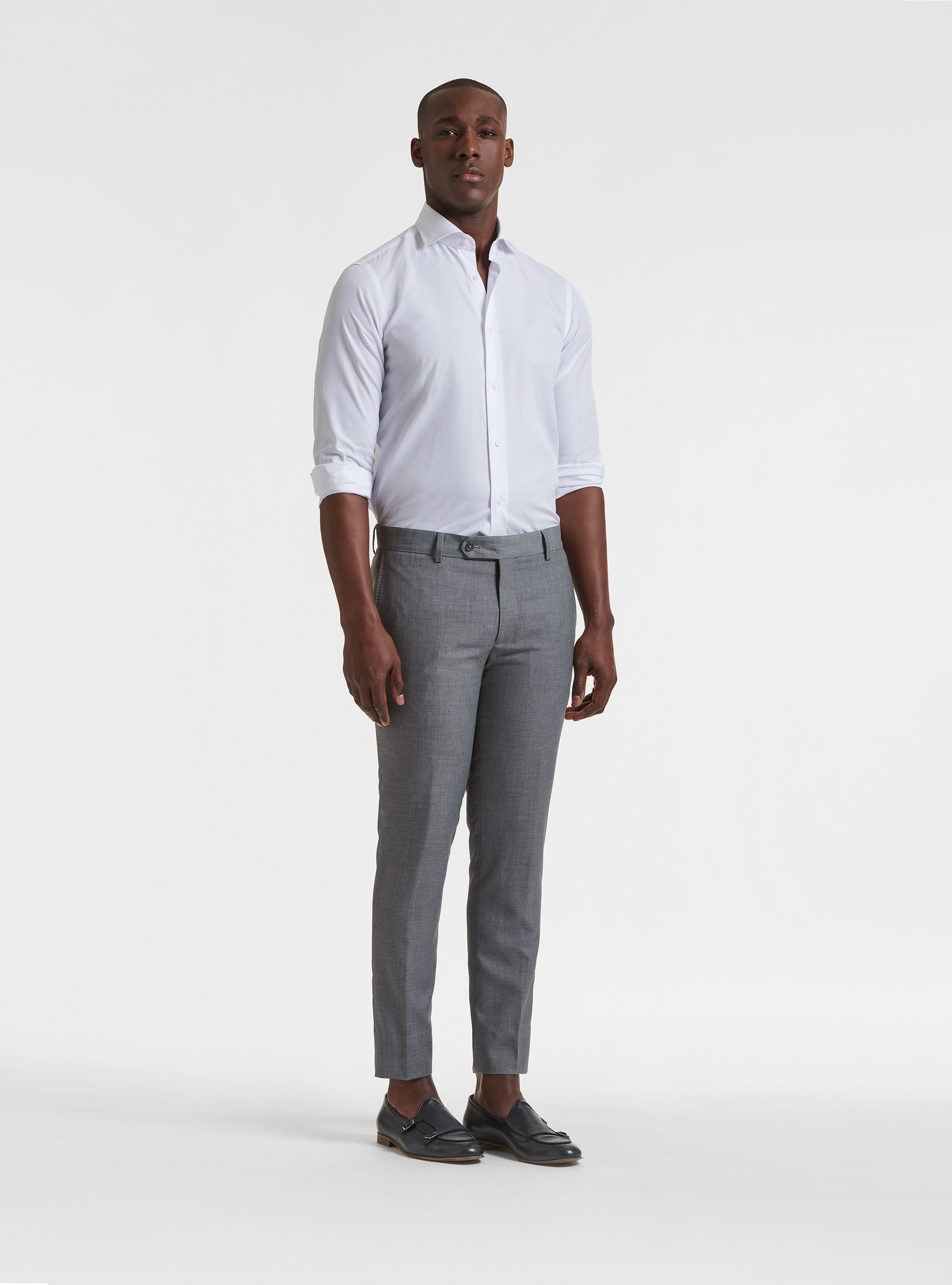 Pantaloni per abito slim fit, GRIGIO CHIARO MELANGE