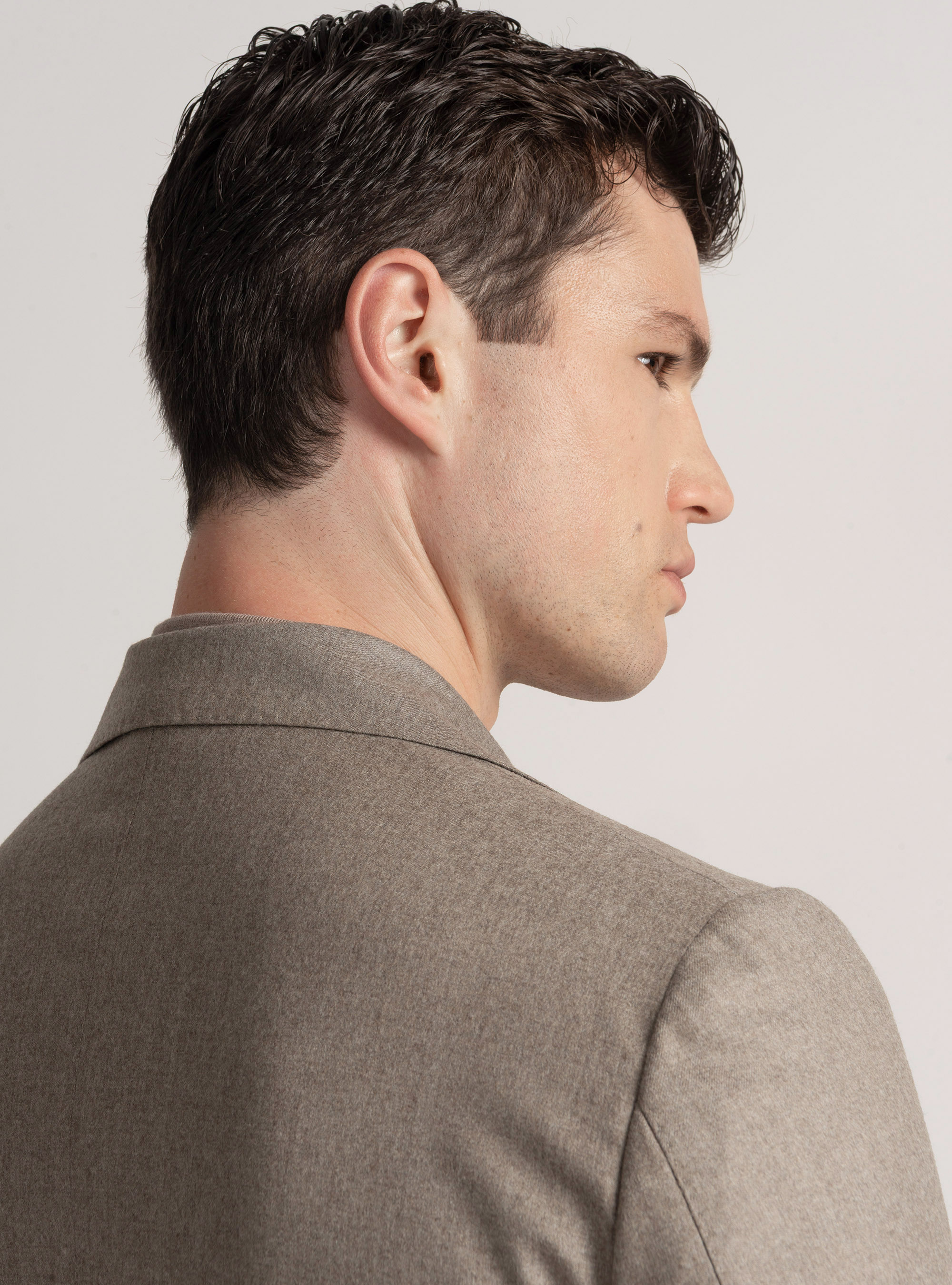 Vitale Barberis Canonico double-breasted flannel suit blazer, SAND