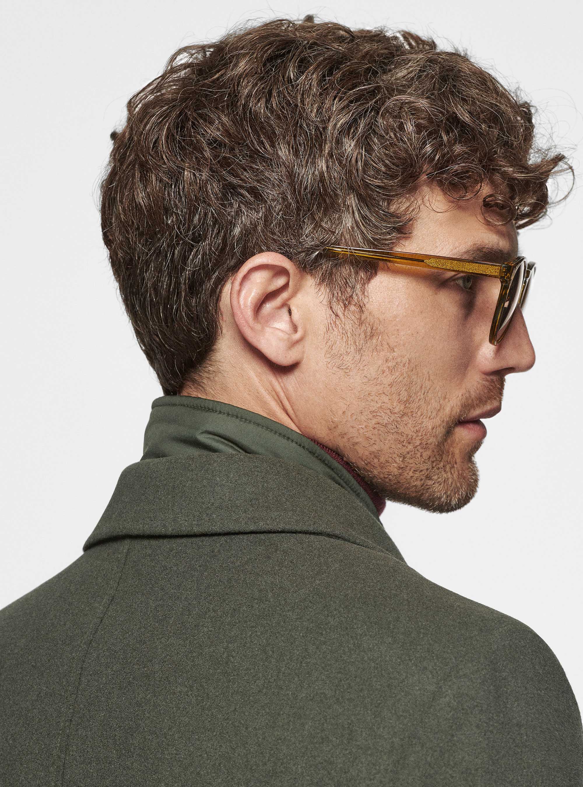 Cappotto in misto lana con pettorina, VERDE