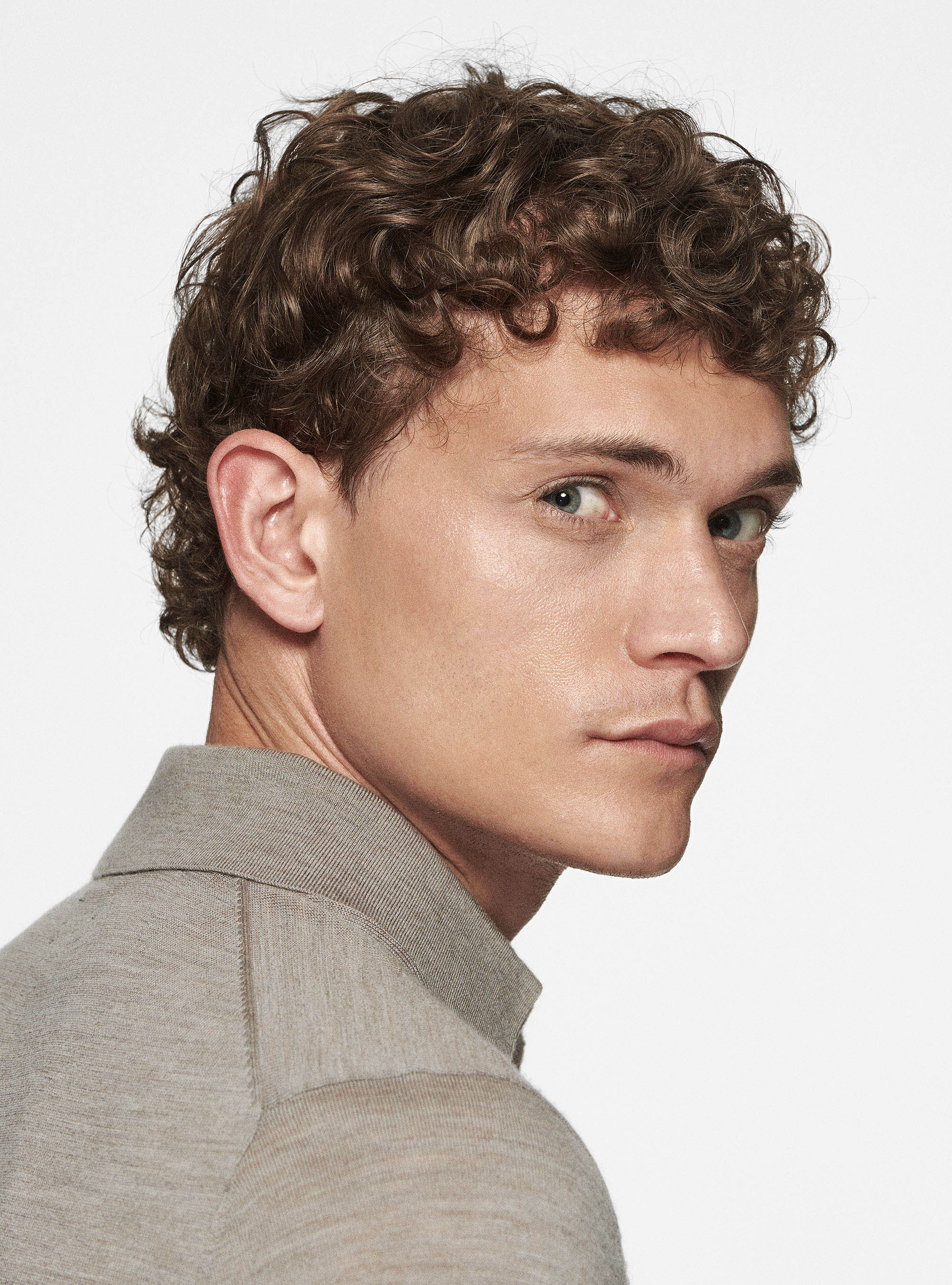 Maglia a polo in pura lana merino extrafine, FANGO