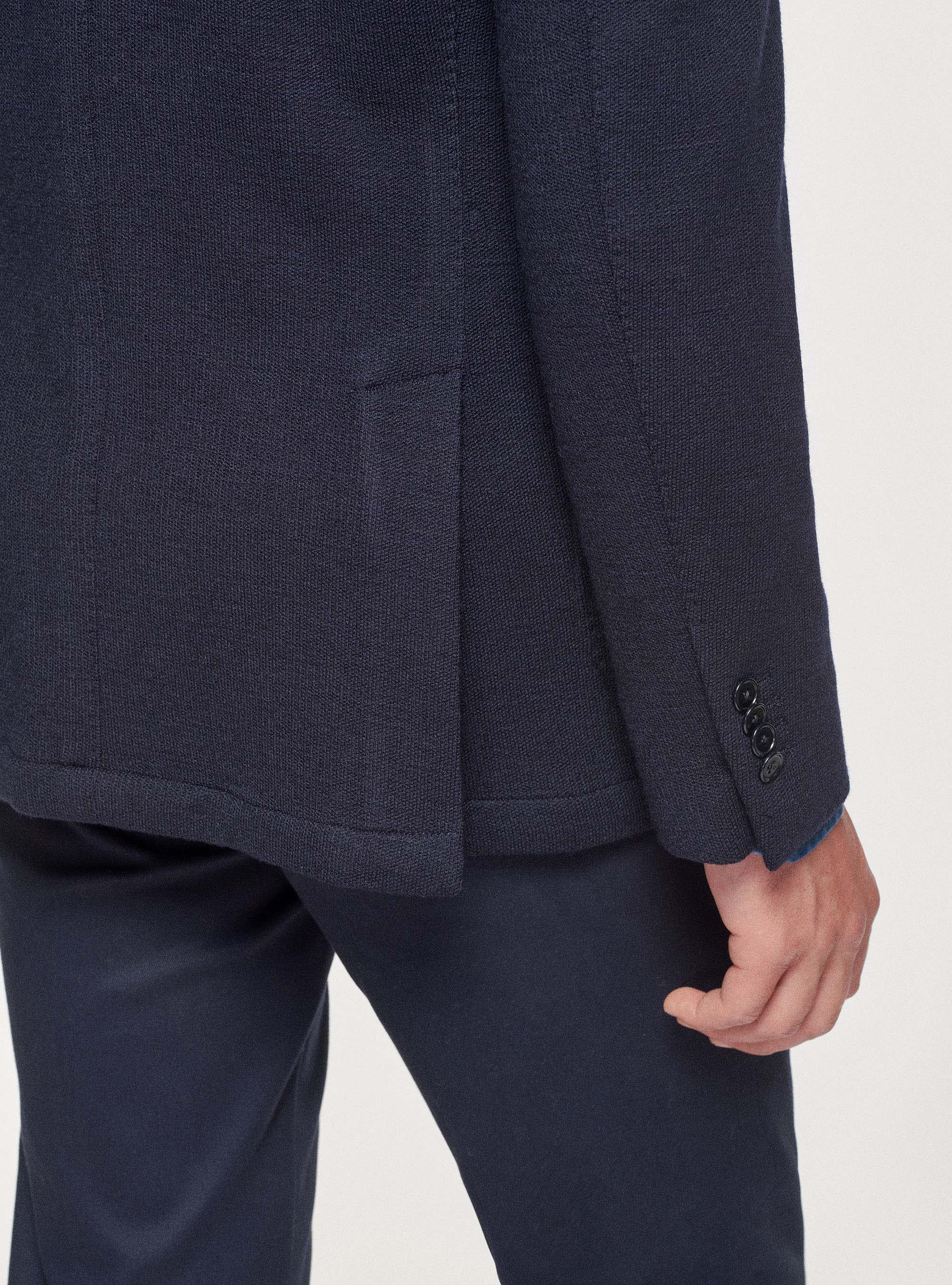 Giacca sfoderata in jersey di lana e cotone, BLU NAVY