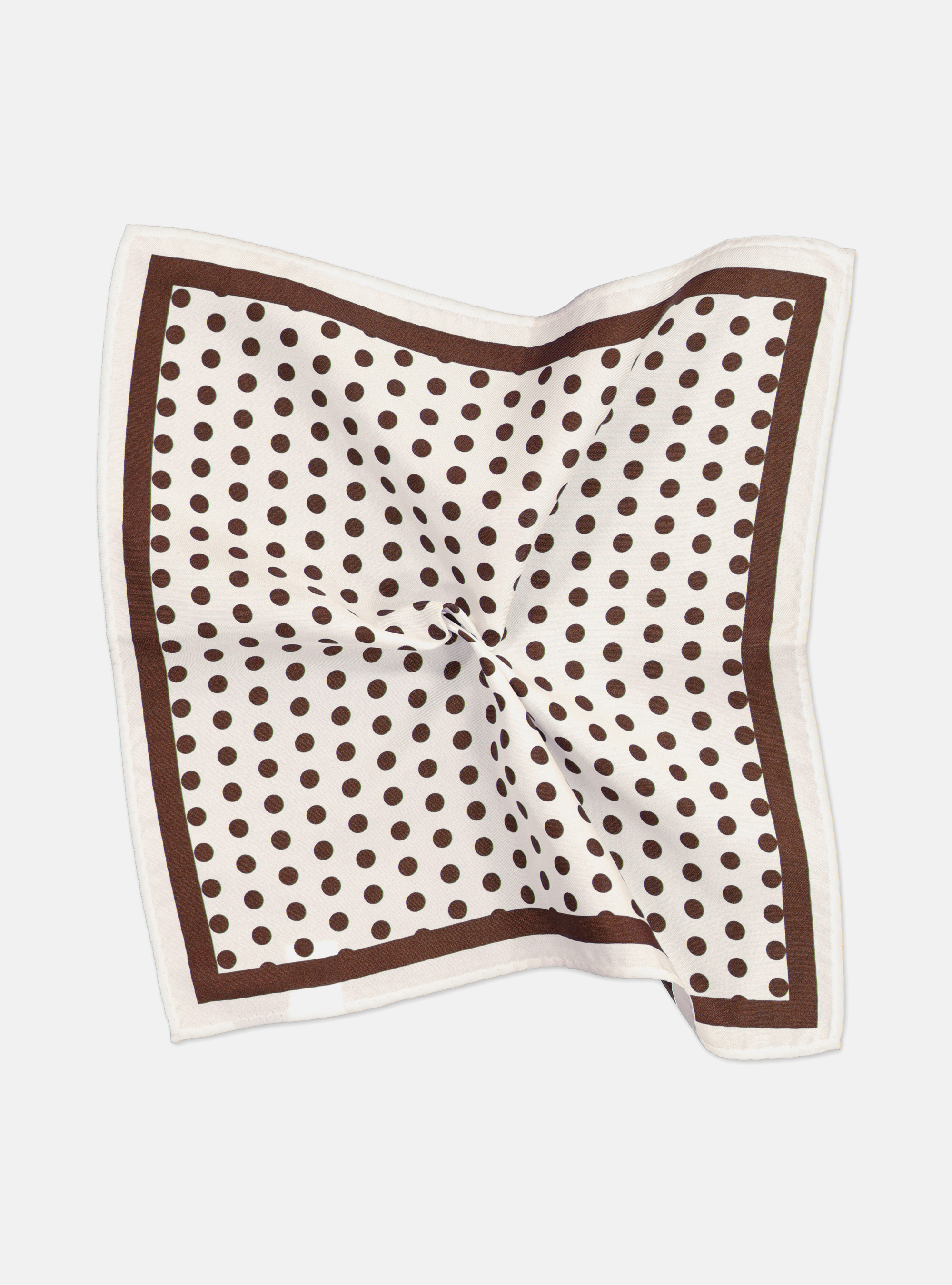 POLKA DOT SILK POCHETTE, DARK BROWN