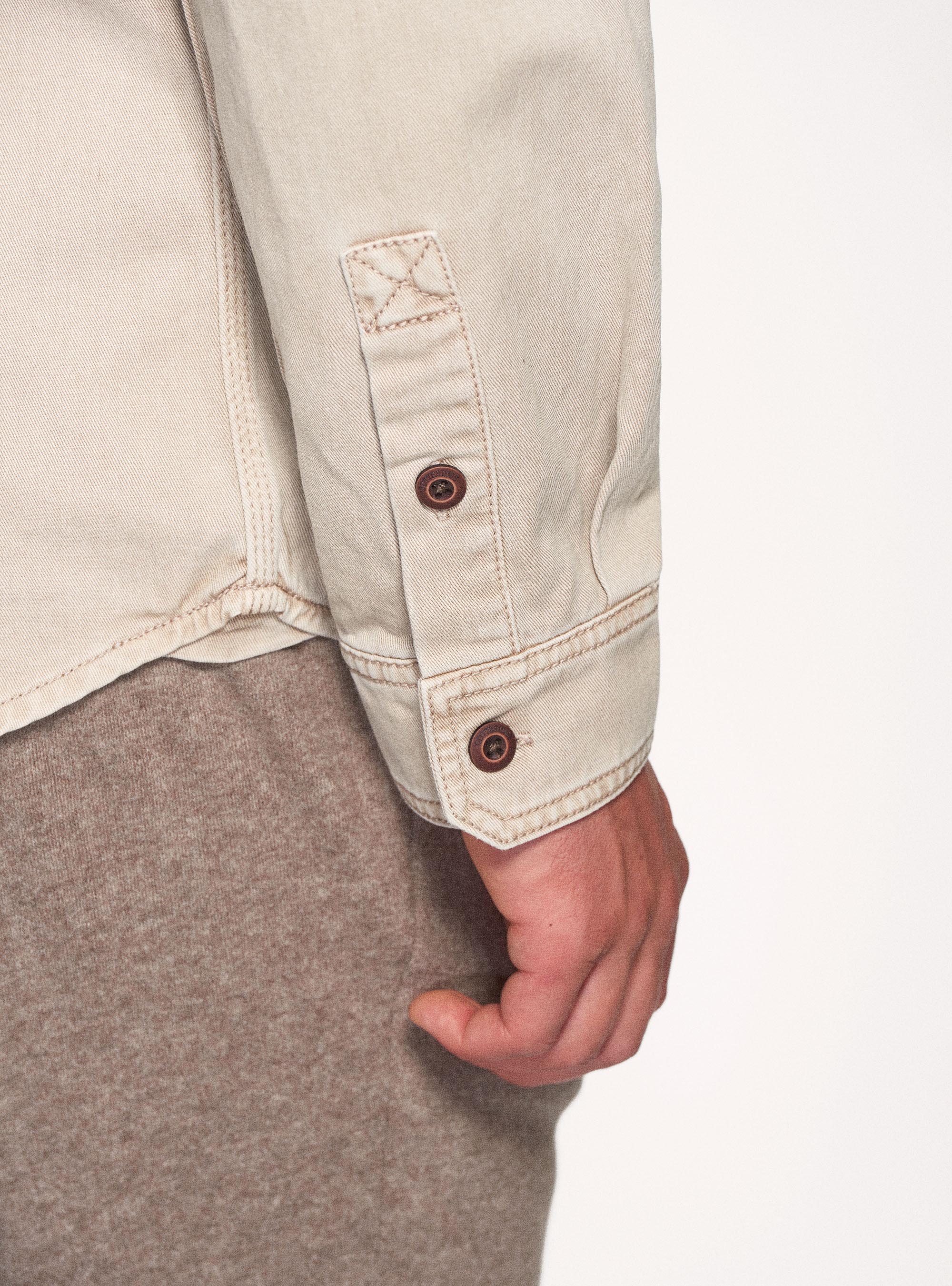 Giacca stile camicia in twill garment dyed, ECRU