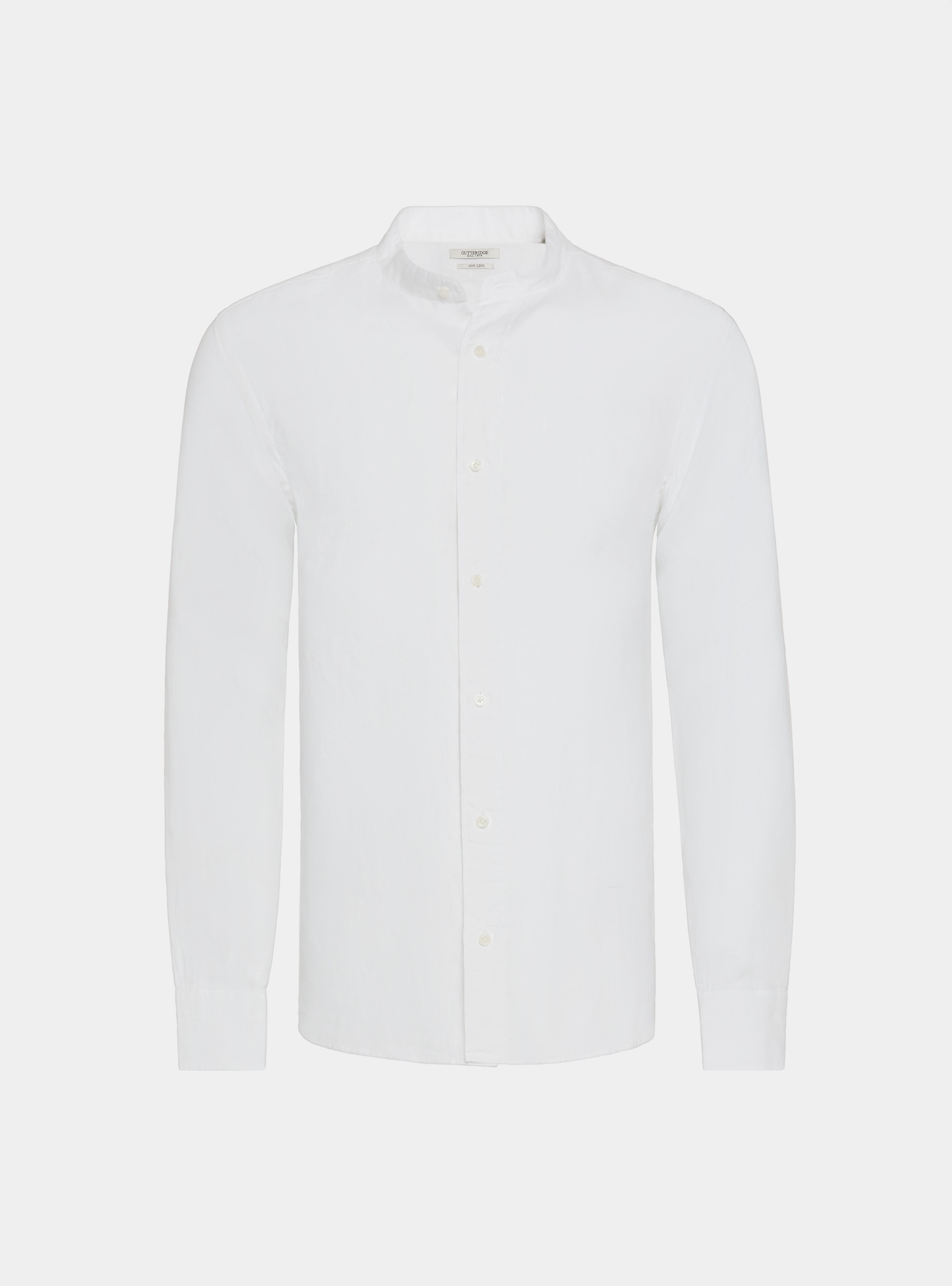 Camisa coreana en puro lino, BLANCO