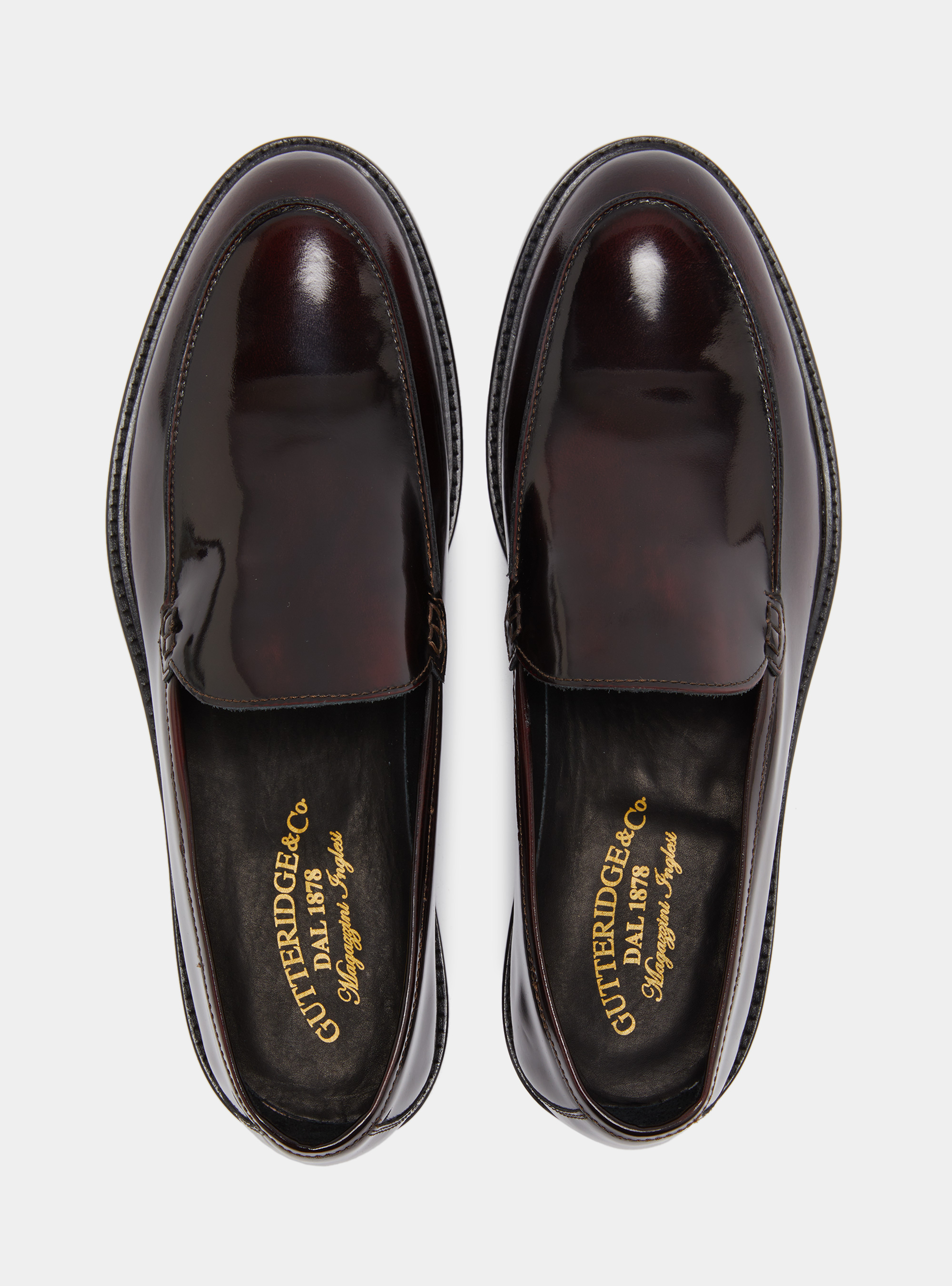 Abrasivated leather loafers, BORDEAUX