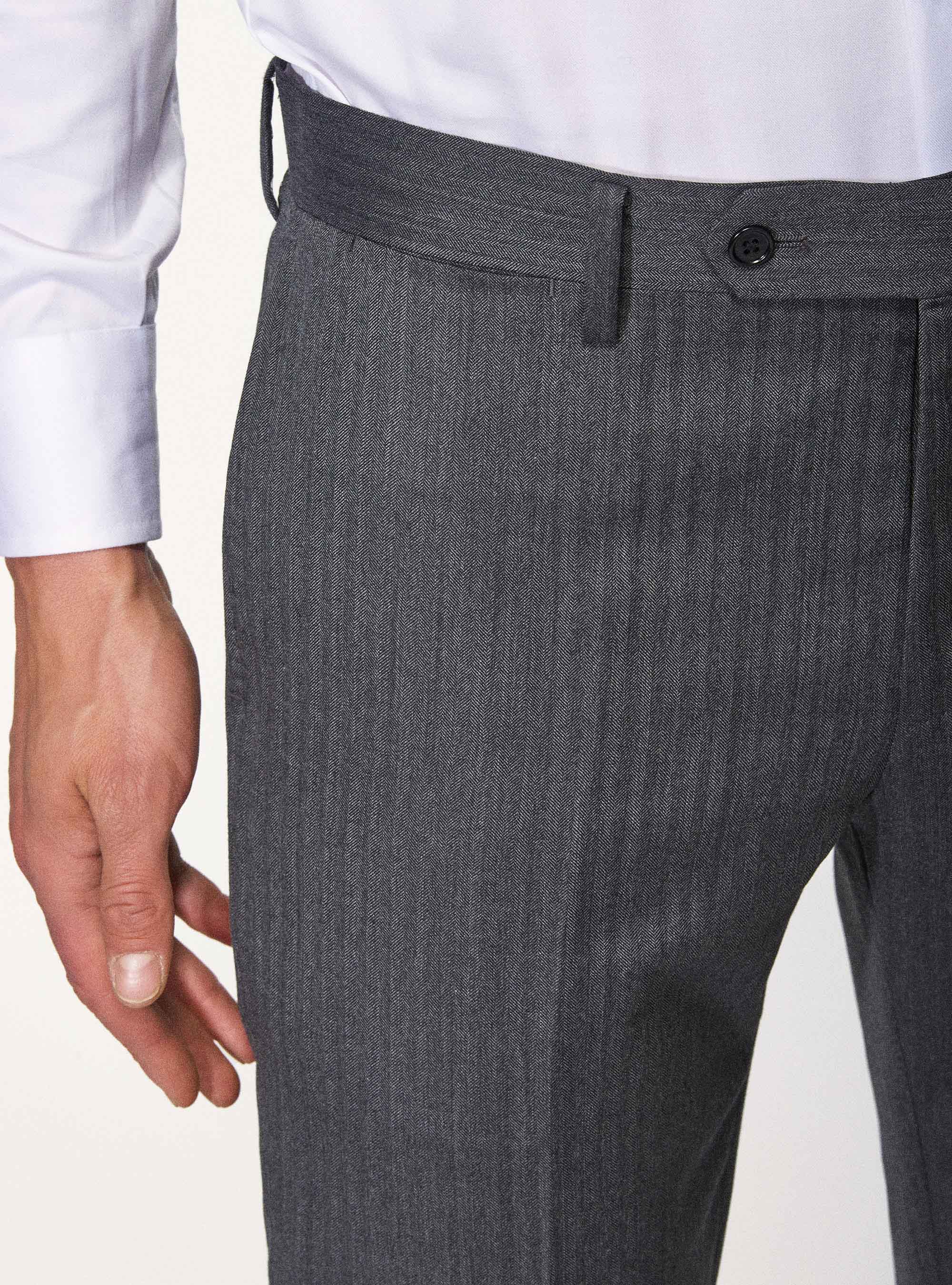 Pantaloni per abito in pura lana spigata superfine 110's Vitale Barberis Canonico, GRIGIO MELANGE 0151C
