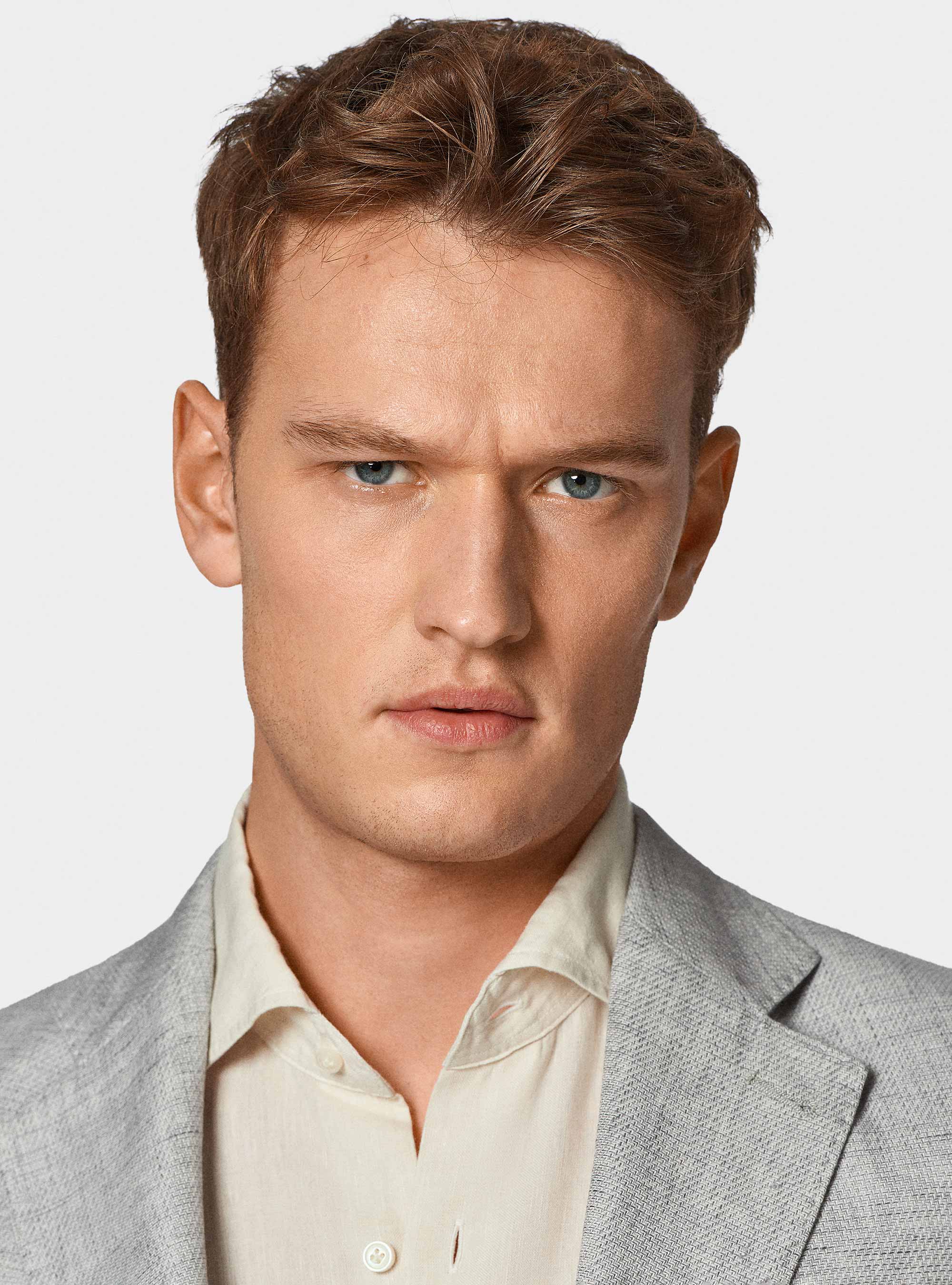 Americana en mezcla de lino y algodón, GRIGIO CHIARO 0256C