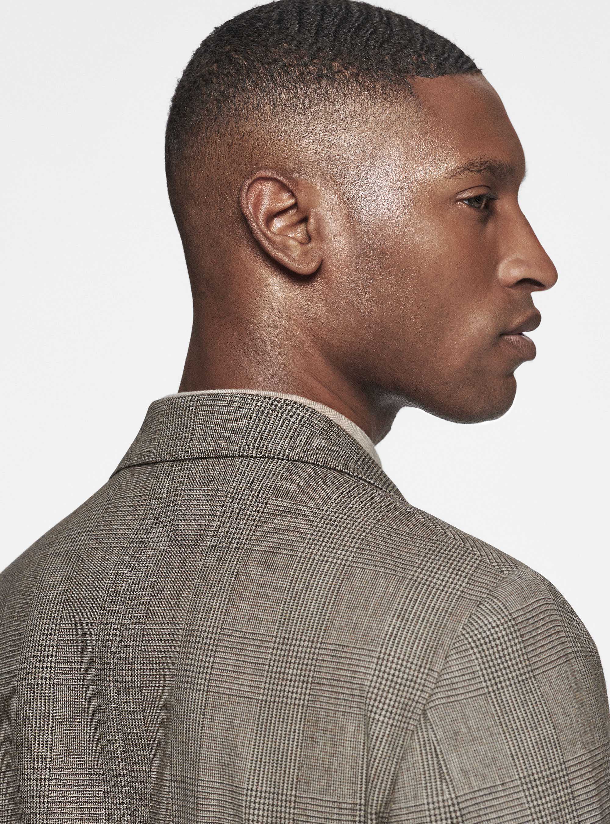 Prince of Wales wool and cashmere blazer, BROWN