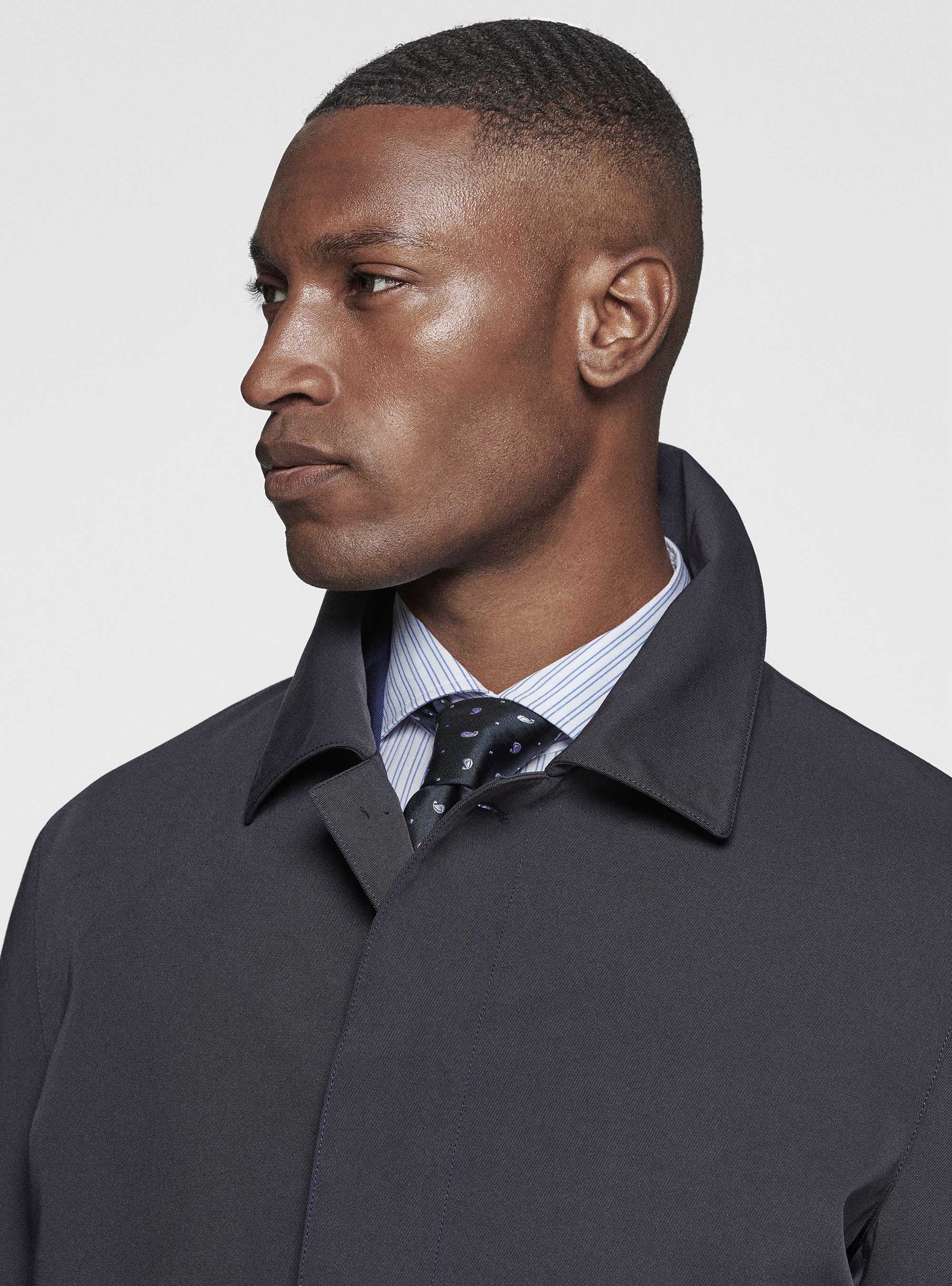 Impermeabile imbottito in cotone tecnico, BLU NAVY