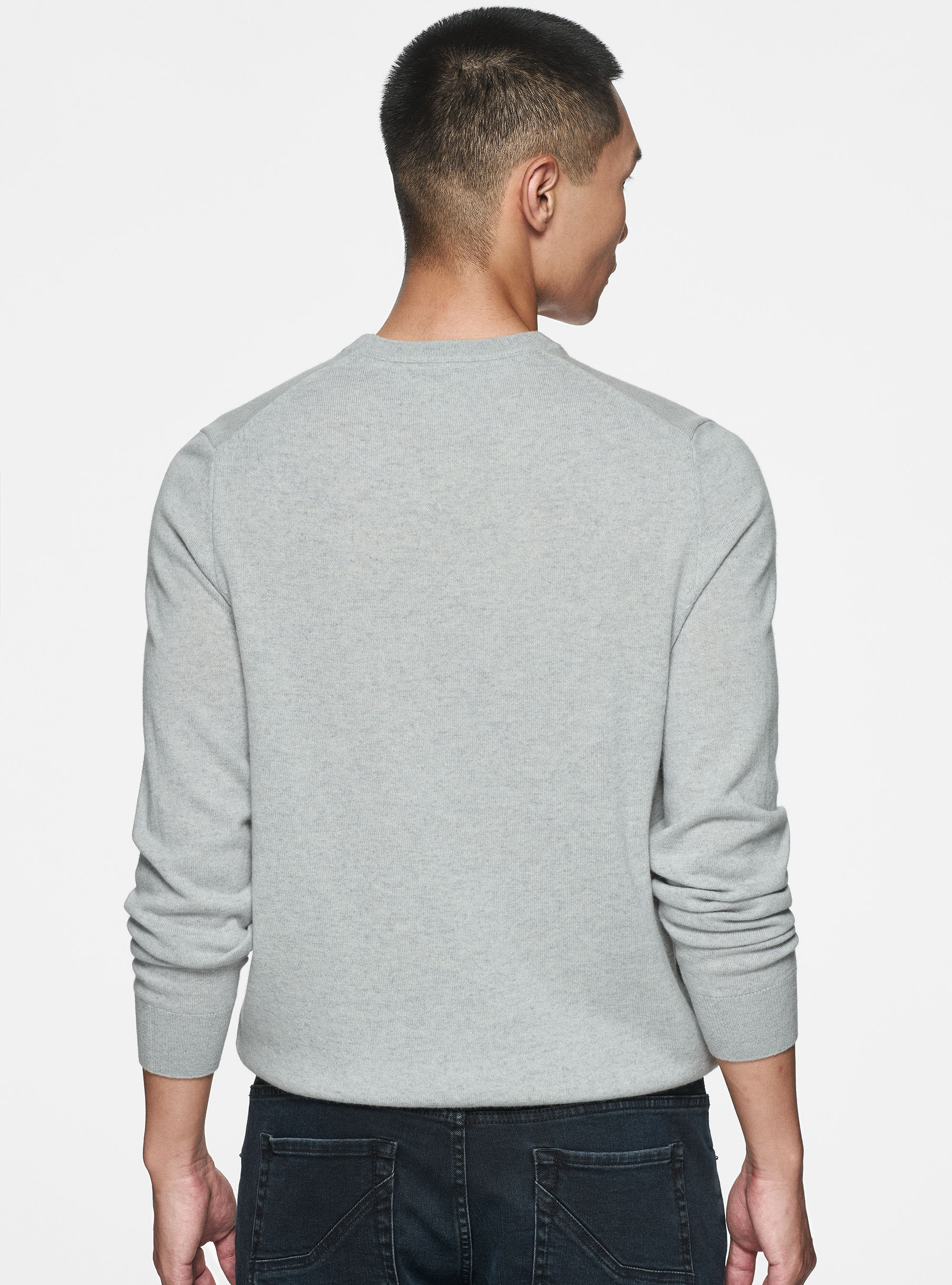 Maglia girocollo in cashmere, GRIGIO CHIARO MELANGE