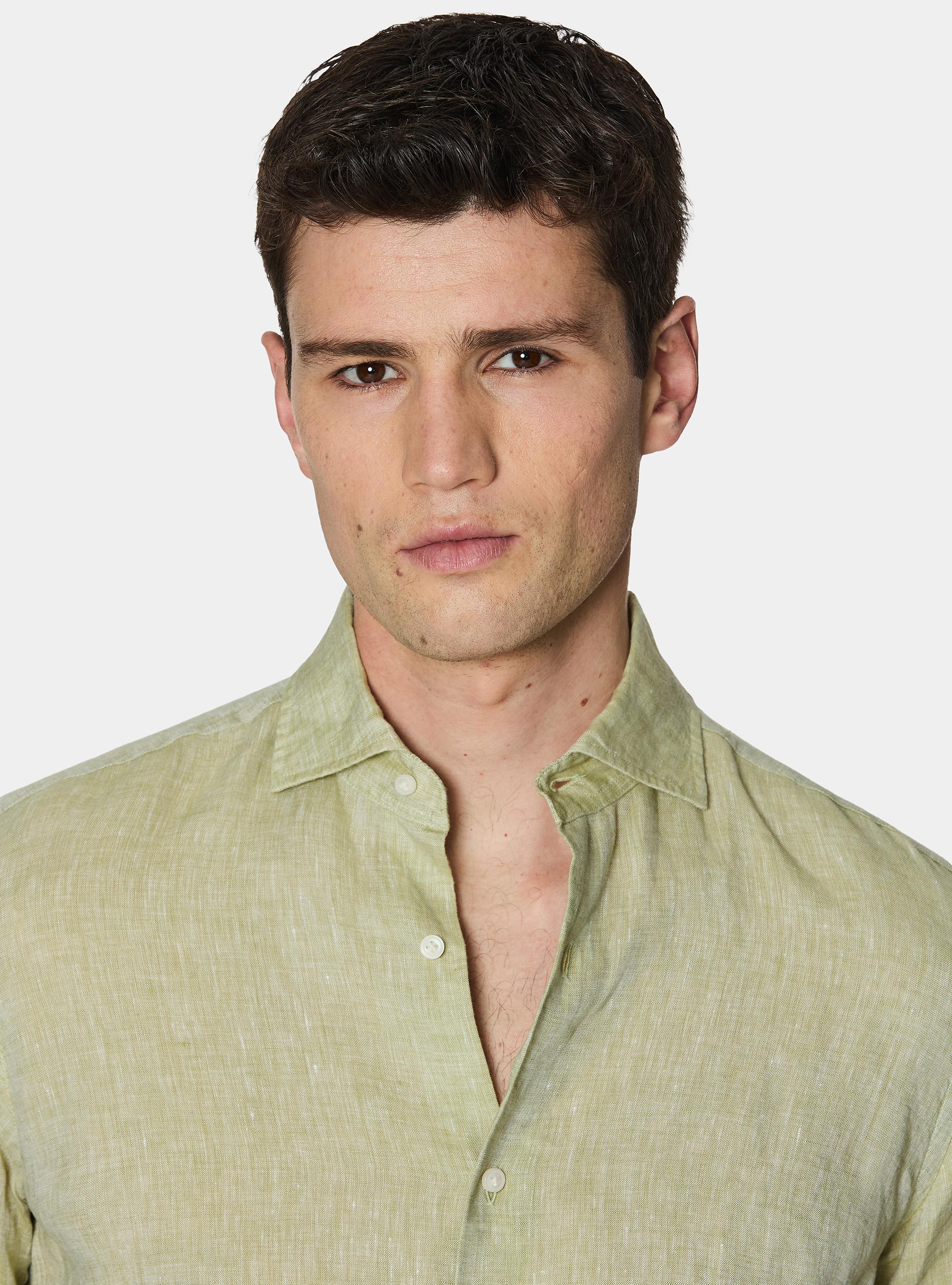 Pure linen shirt, VERDE PISTACCHIO 0616C