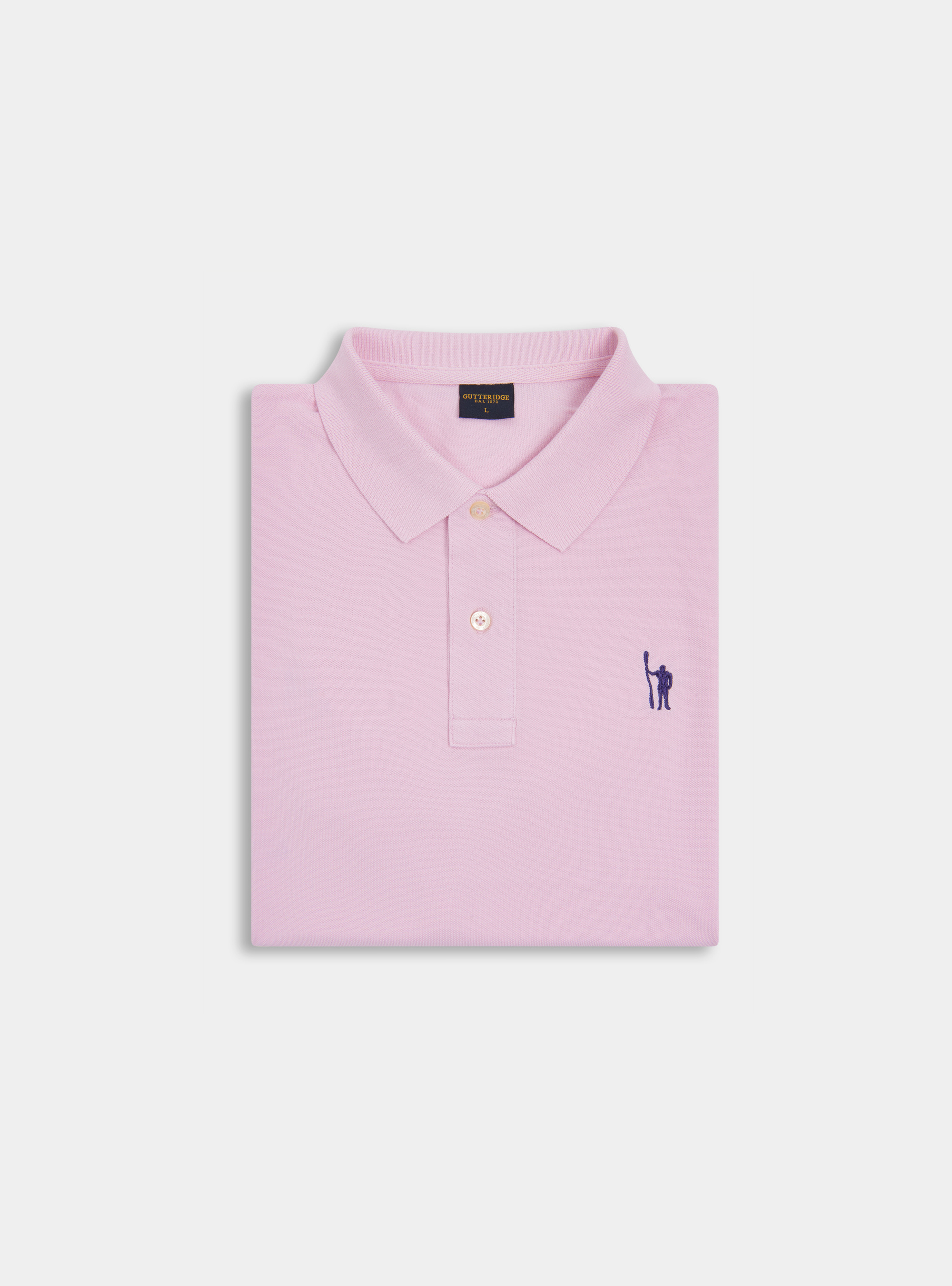 Classic cotton pique polo with embroidery, PINK