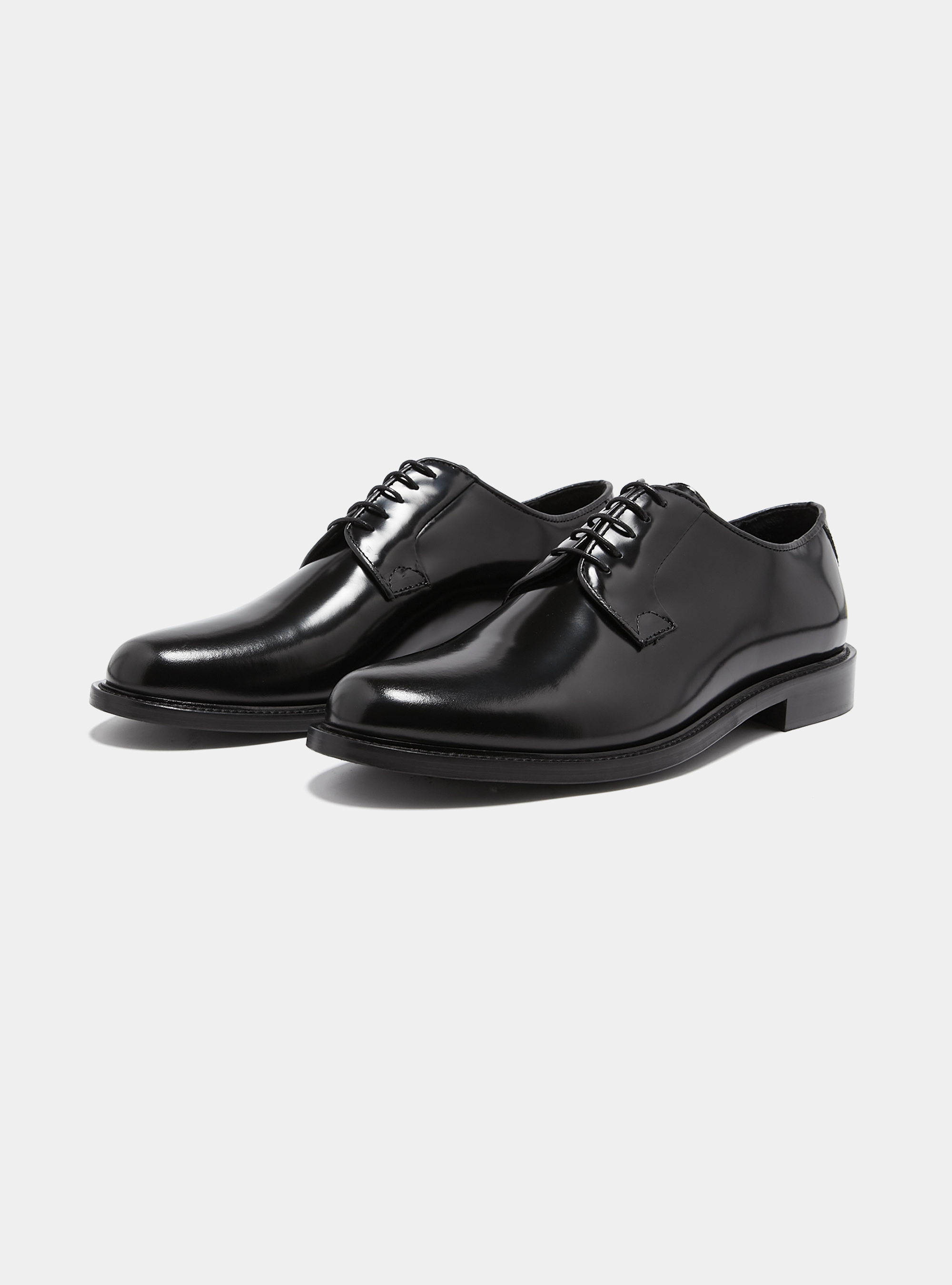Abrasivated leather derby, BLACK
