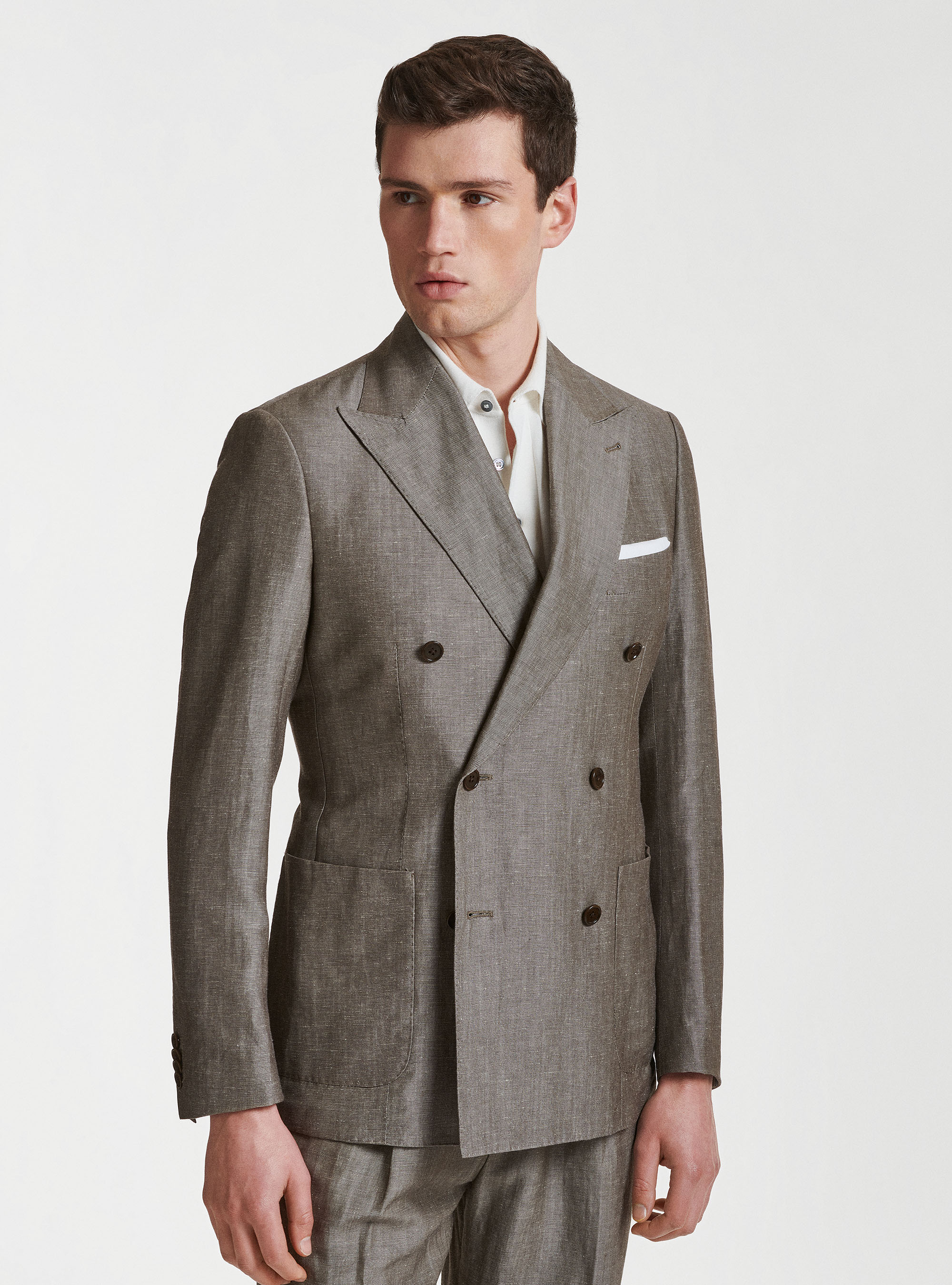 Zignone linen and wool double-breasted suit blazer | GutteridgeEU ...