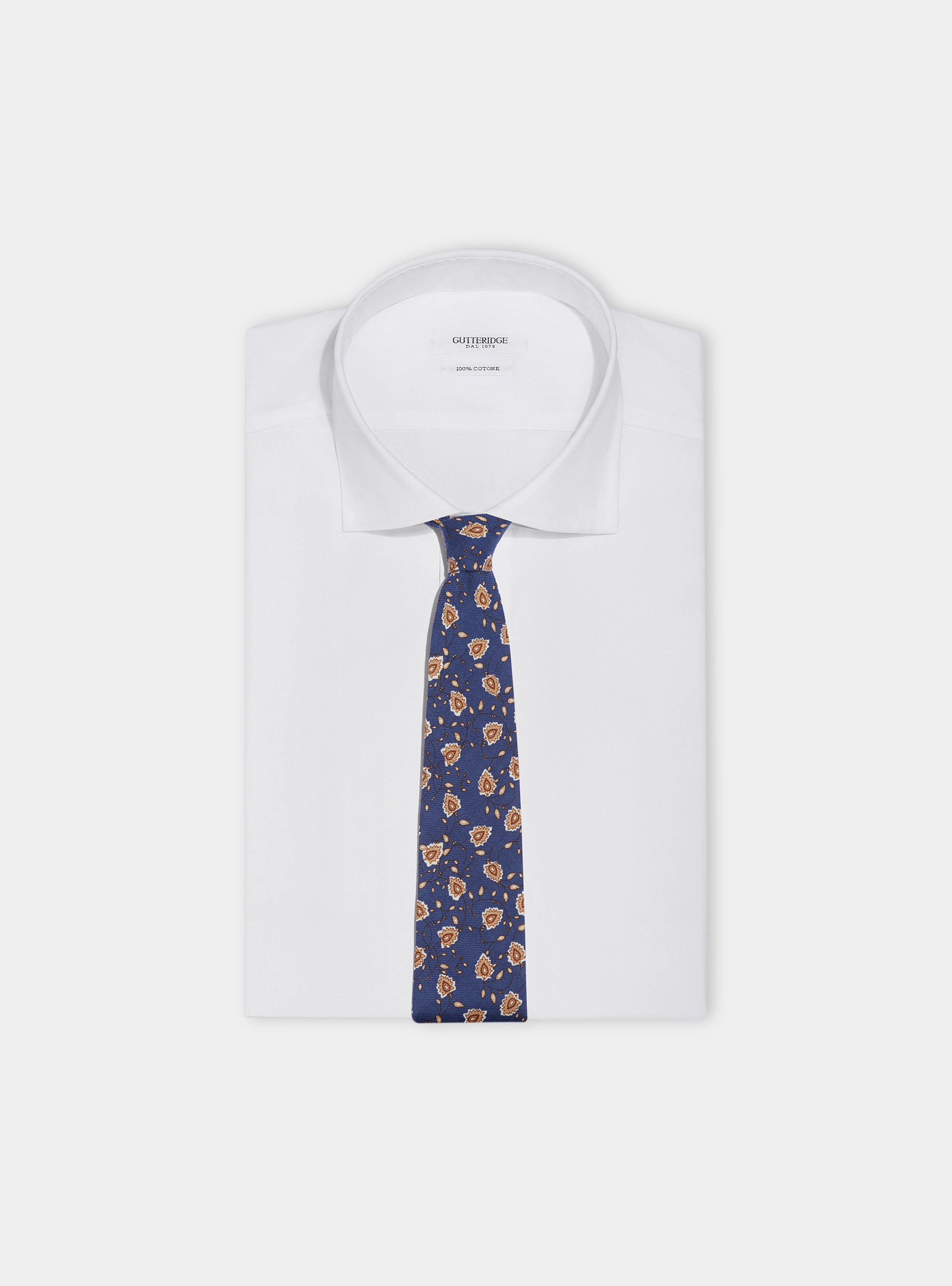 Cravatta fiori 100% lana, BLU