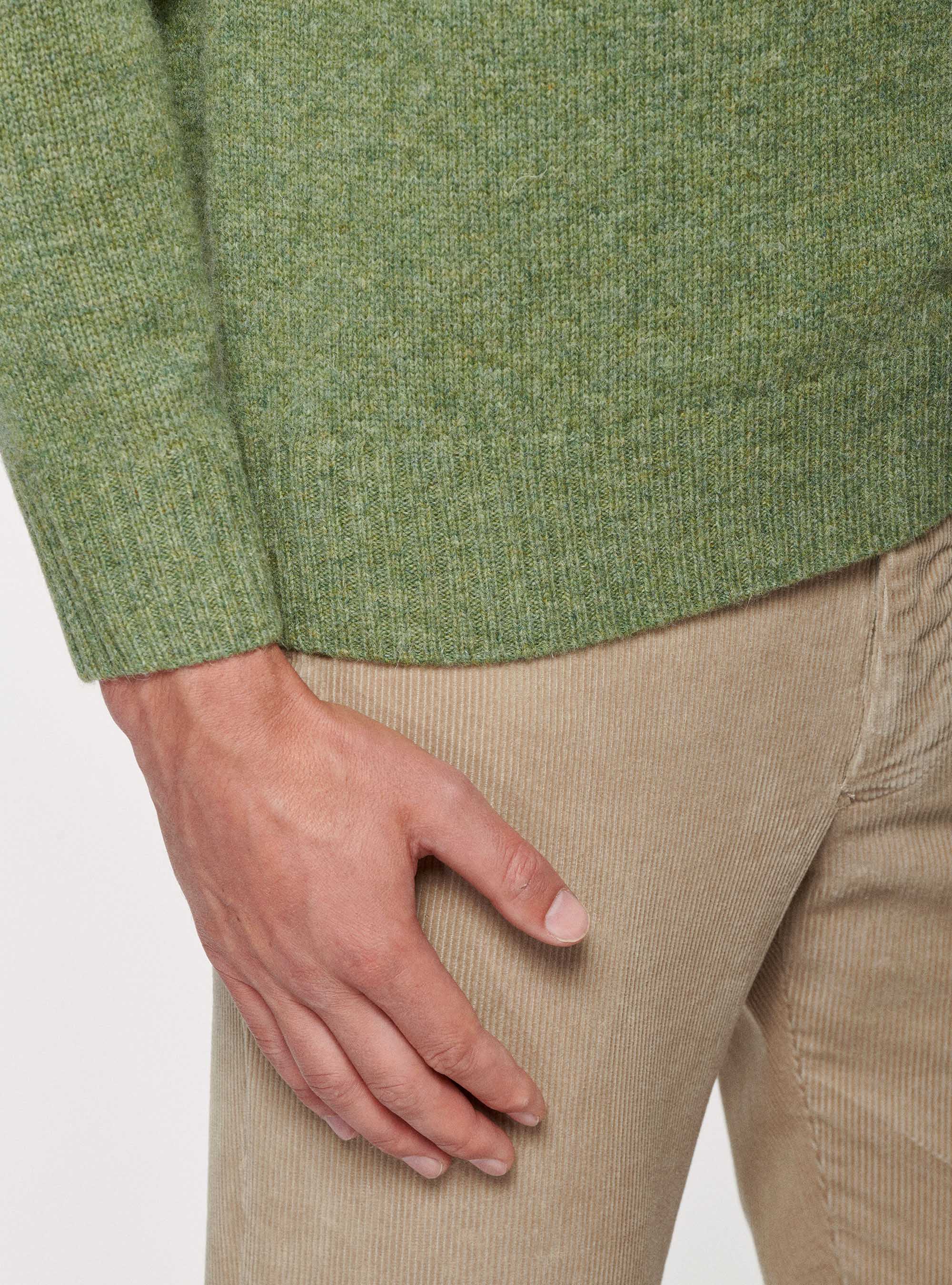 Maglia in pura lana Shetland, OLIVA