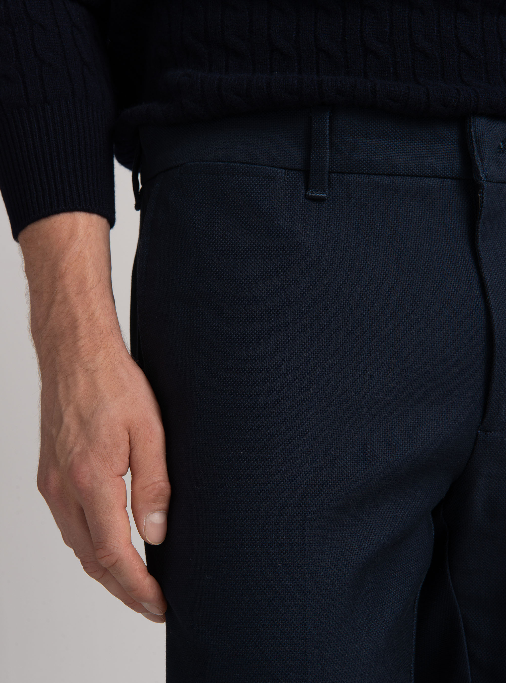 Armoured cotton slim fit chino trousers, NAVY BLUE