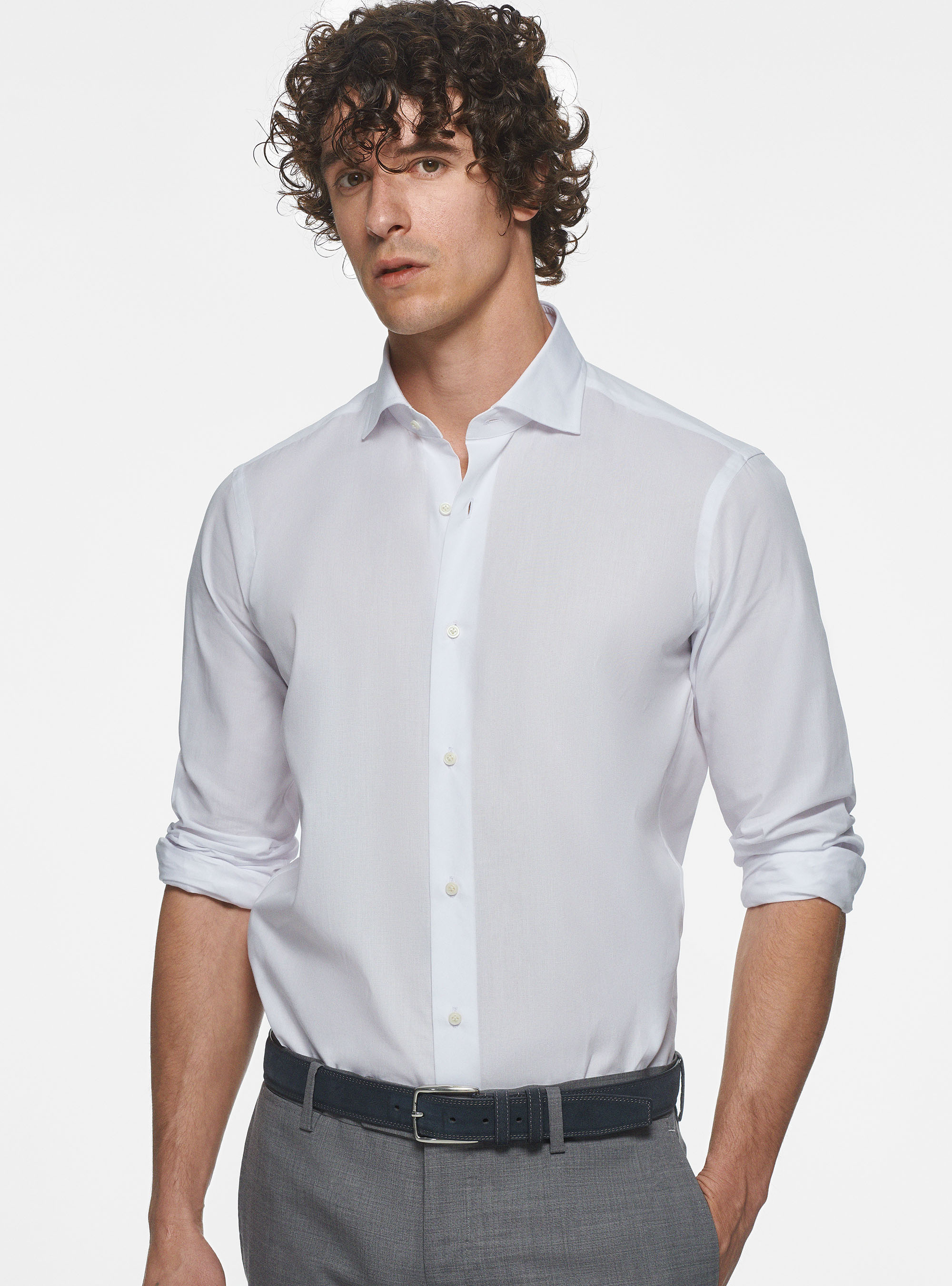 Cotton shirt fil a fil, WHITE