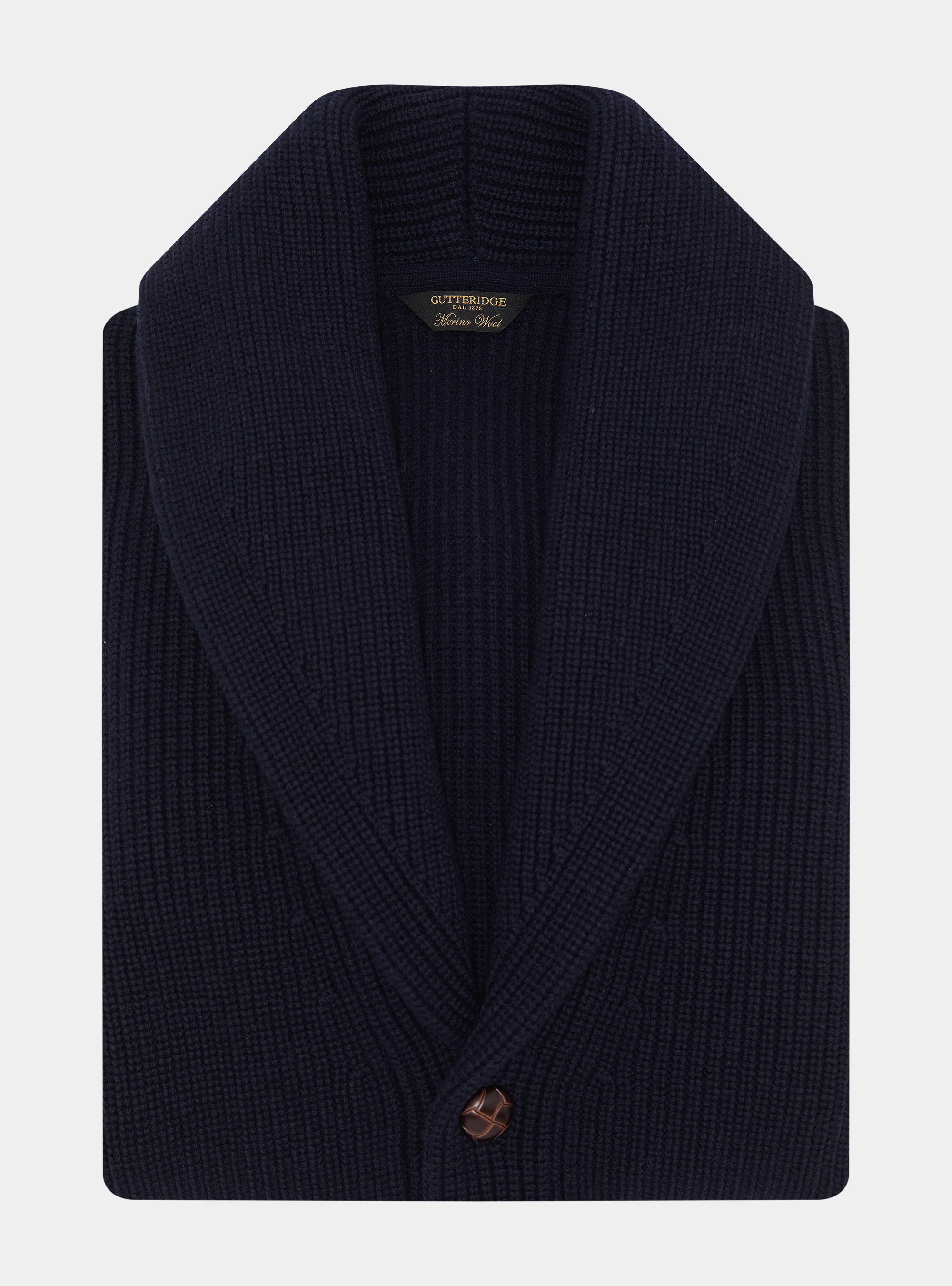 Cardigan in maglia sciallata in lana merino, BLU NAVY