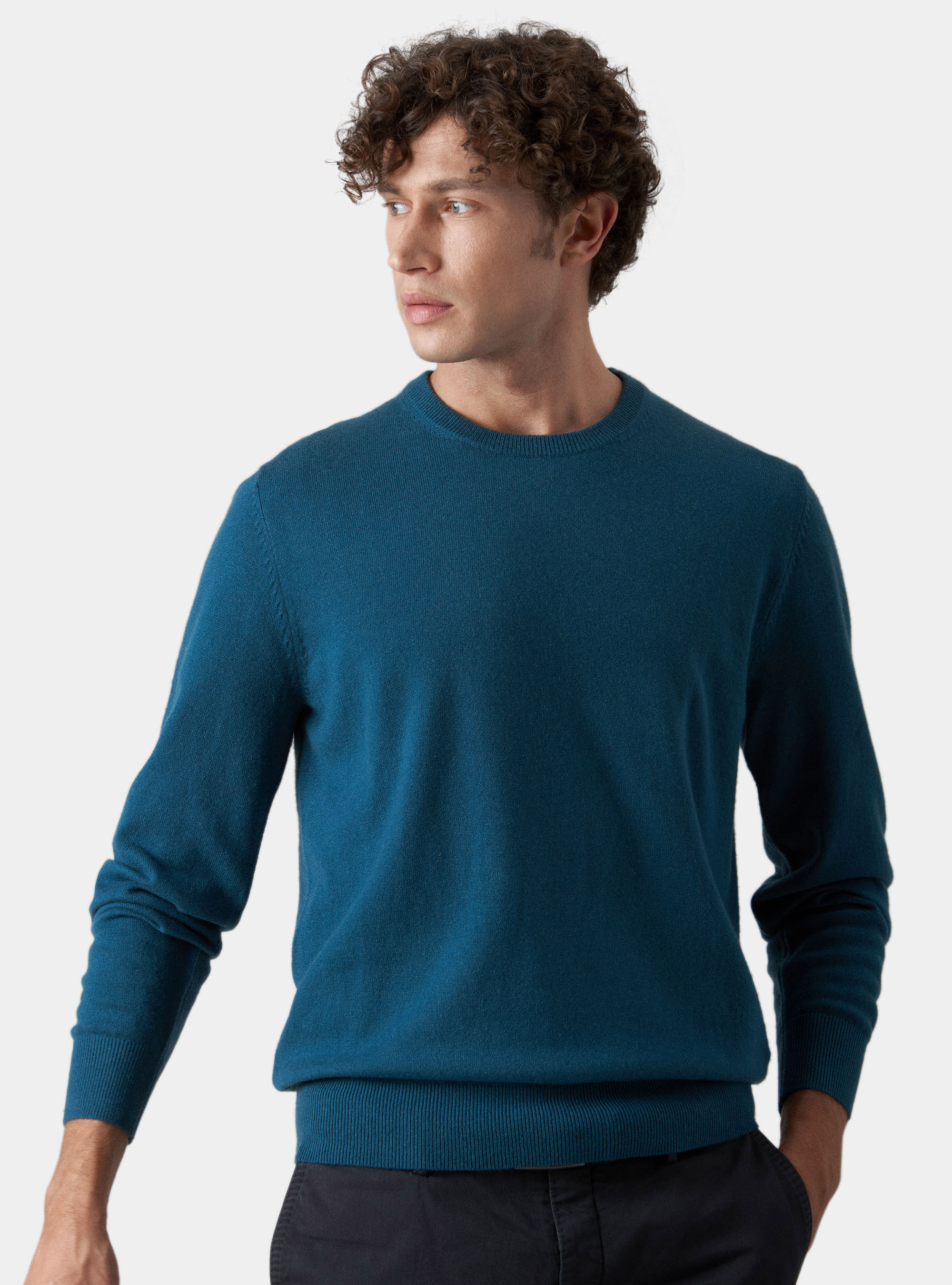 Crew-neck sweater 100% cashmere, PISTACHIO