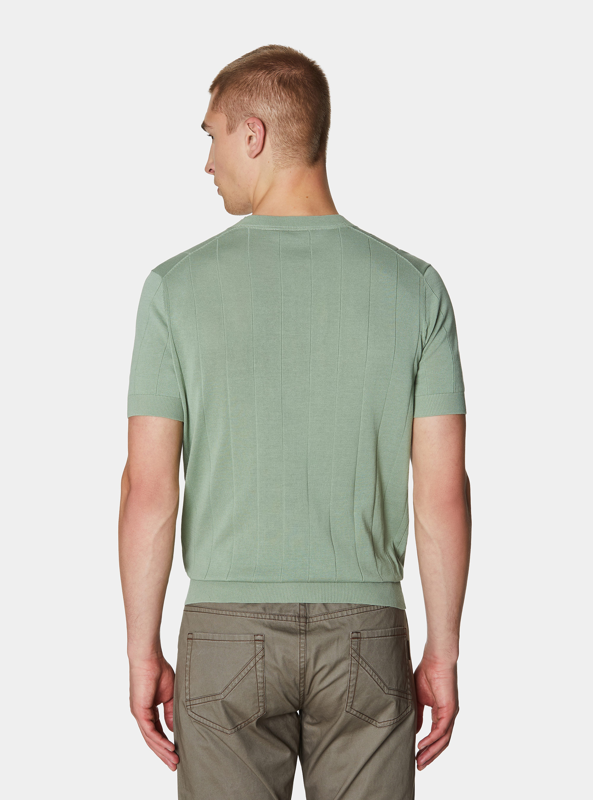 Maglia in puro cotone costa piatta, SALVIA 0602C