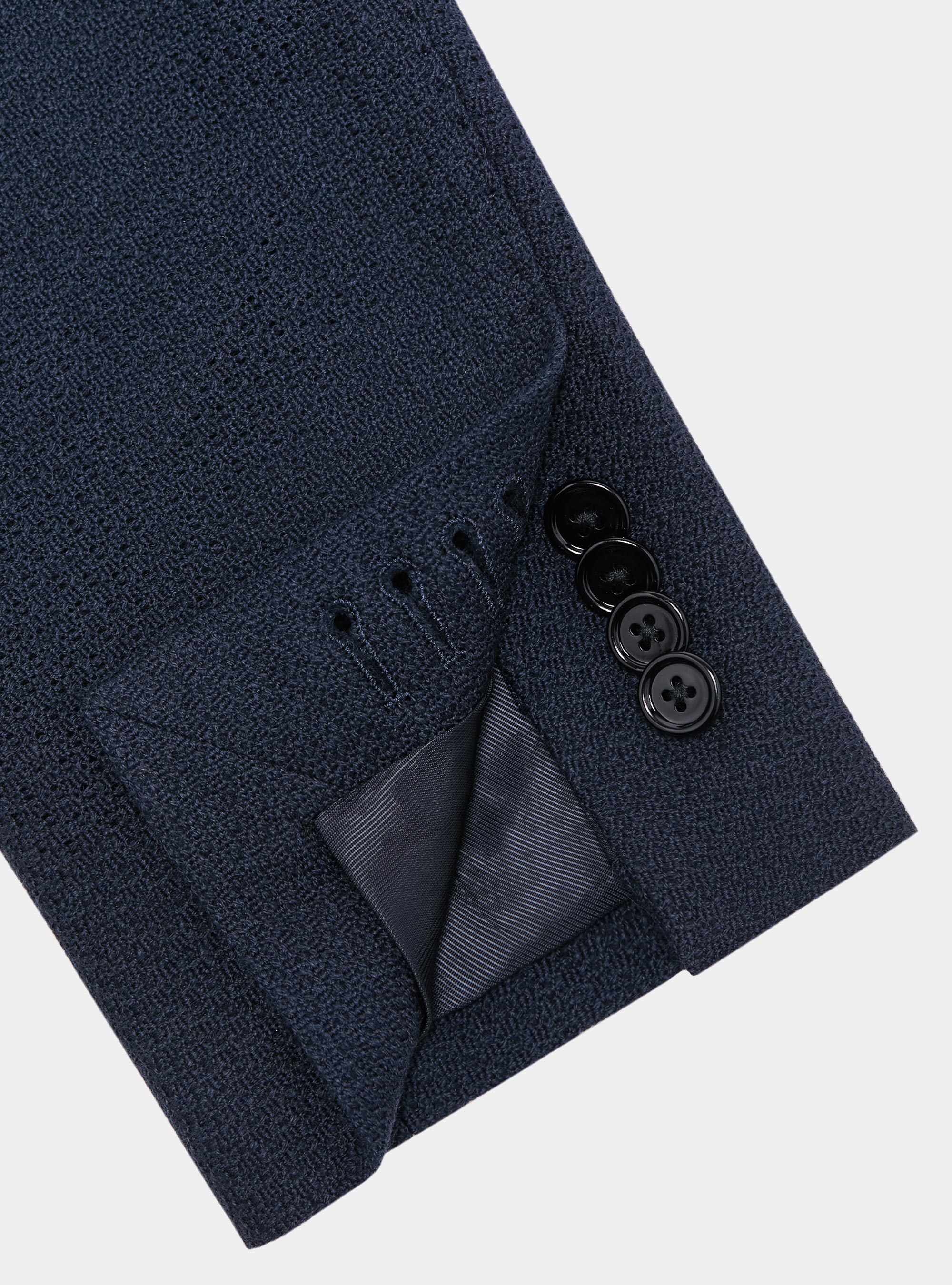 Giacca giro inglese in lana e cotone, BLU NAVY