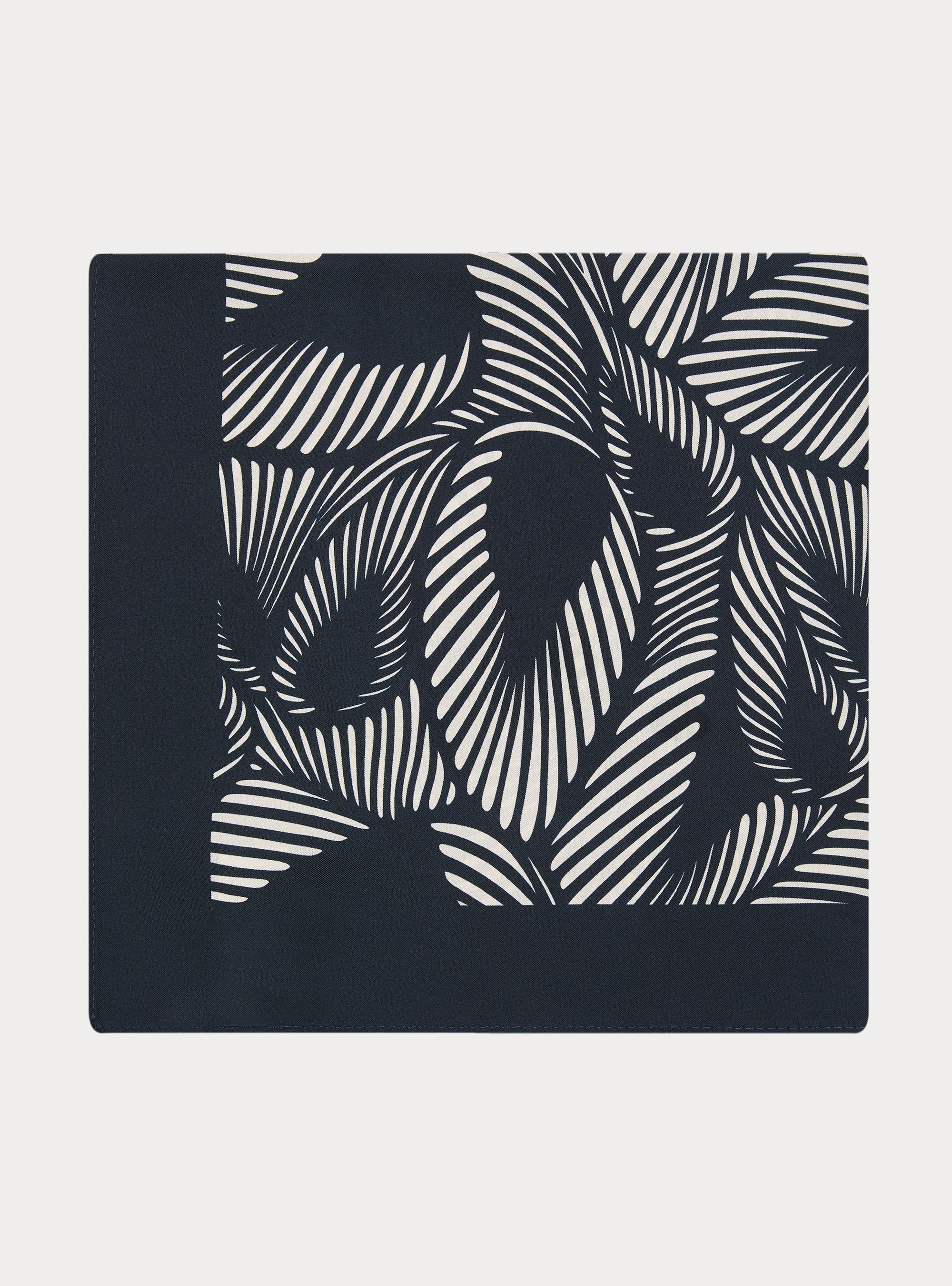 Foulard stampato in seta fantasia, NAVY BLUE