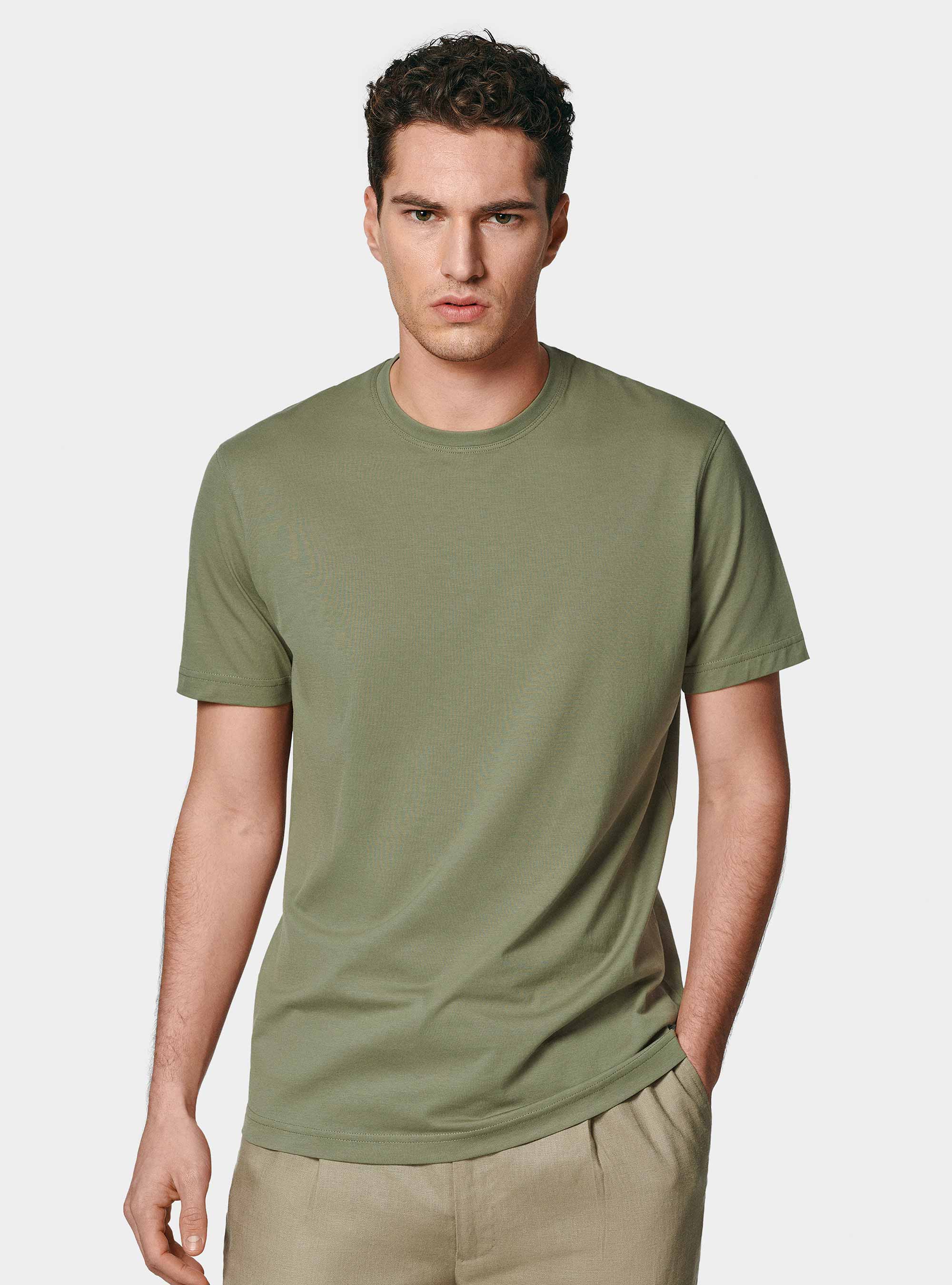 T-shirt mezza manica in cotone Supima, SALVIA 0602C