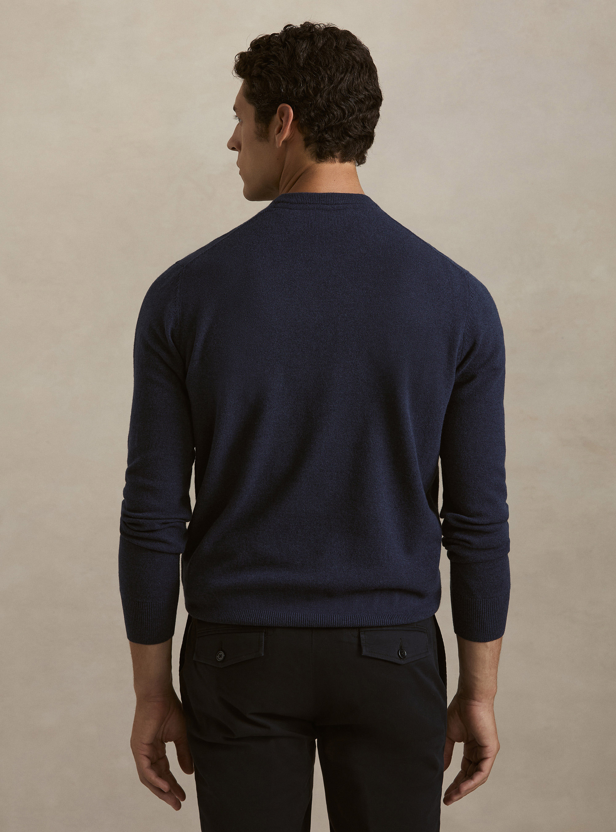 Lambswool and cashmere crewneck sweater, INK