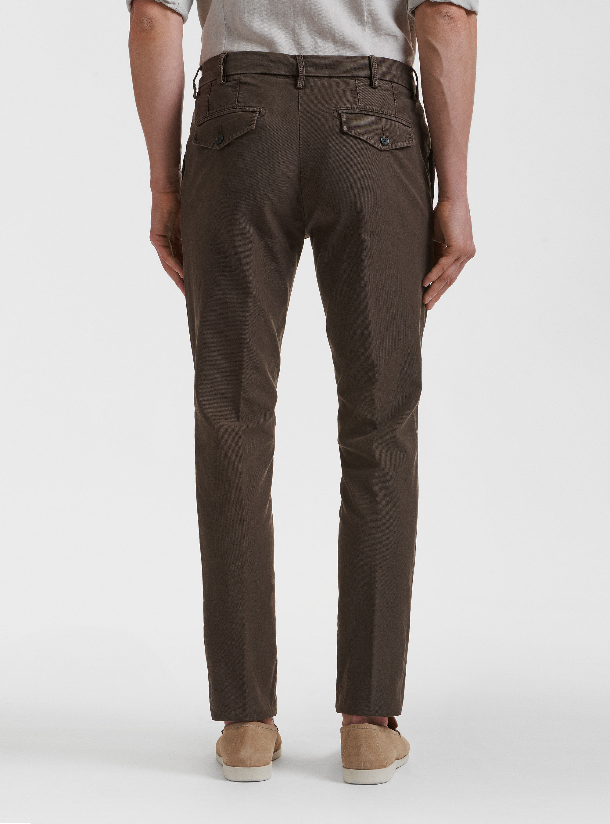 Garment dyed stretch cotton slim fit chino trousers | Gutteridge | Men ...