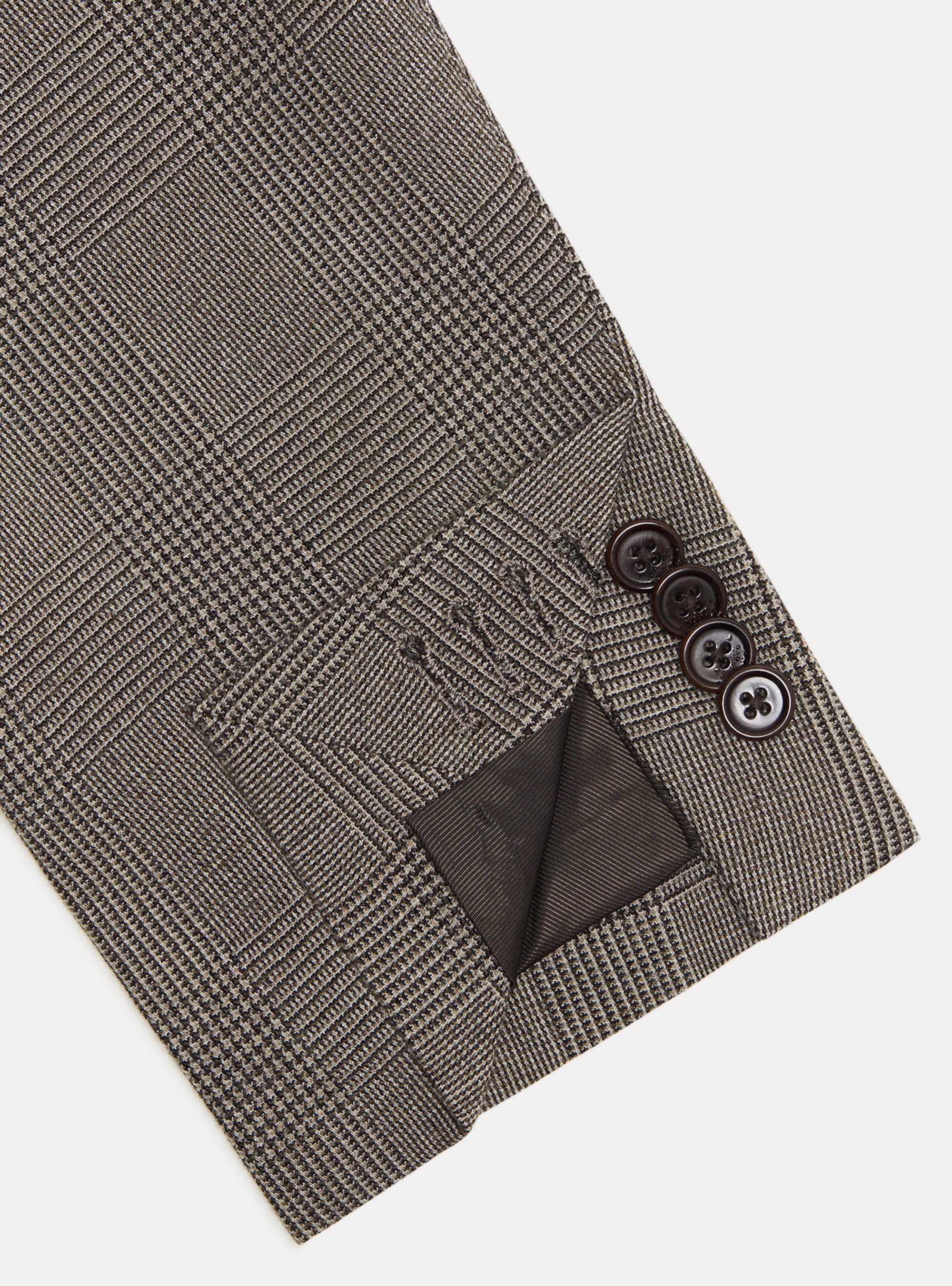 Prince of Wales wool and cashmere blazer, BROWN