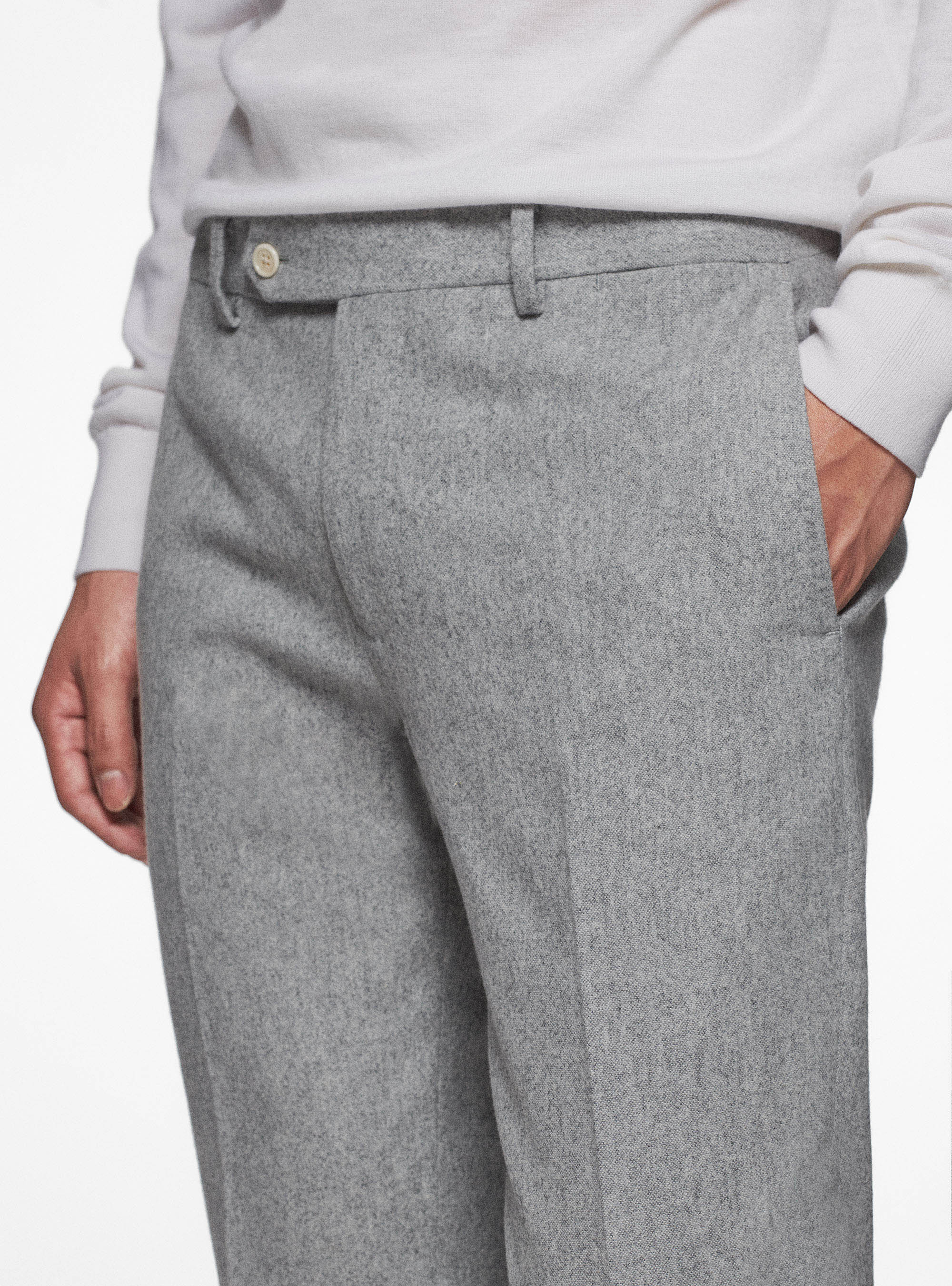 Pantaloni in flanella di misto lana Duemilagori, GRIGIO CHIARO MELANGE