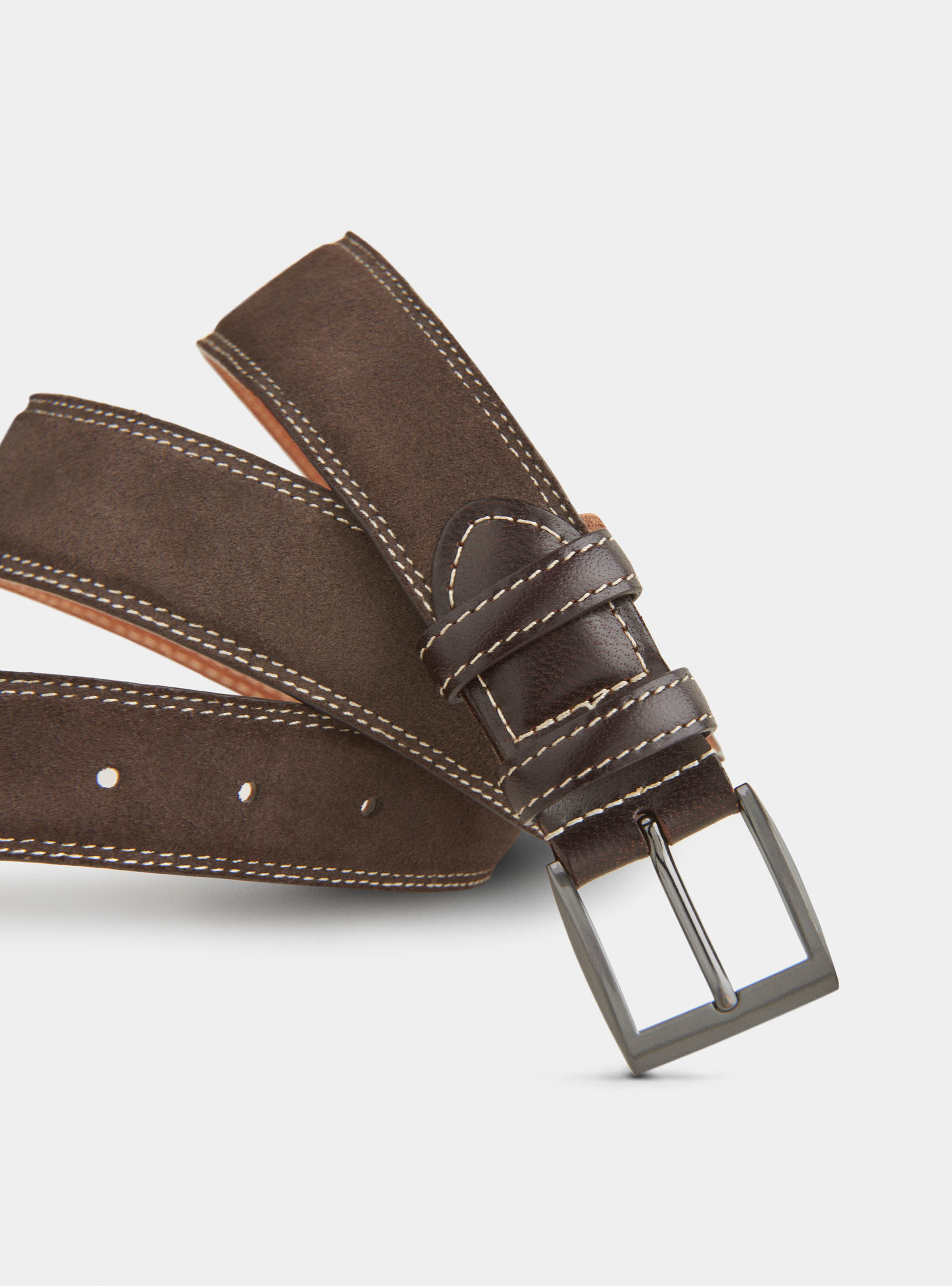 Cintura in suede, MARRONE