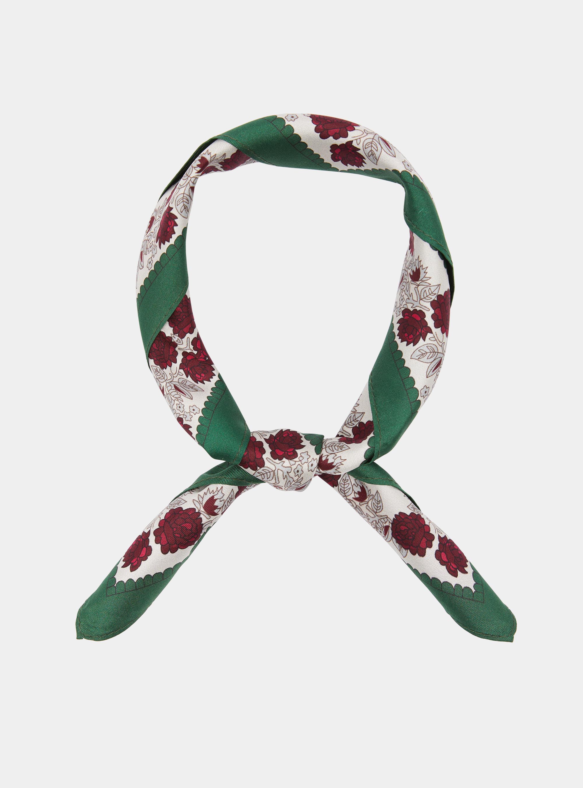 Foulard in seta stampa floreale, VERDE
