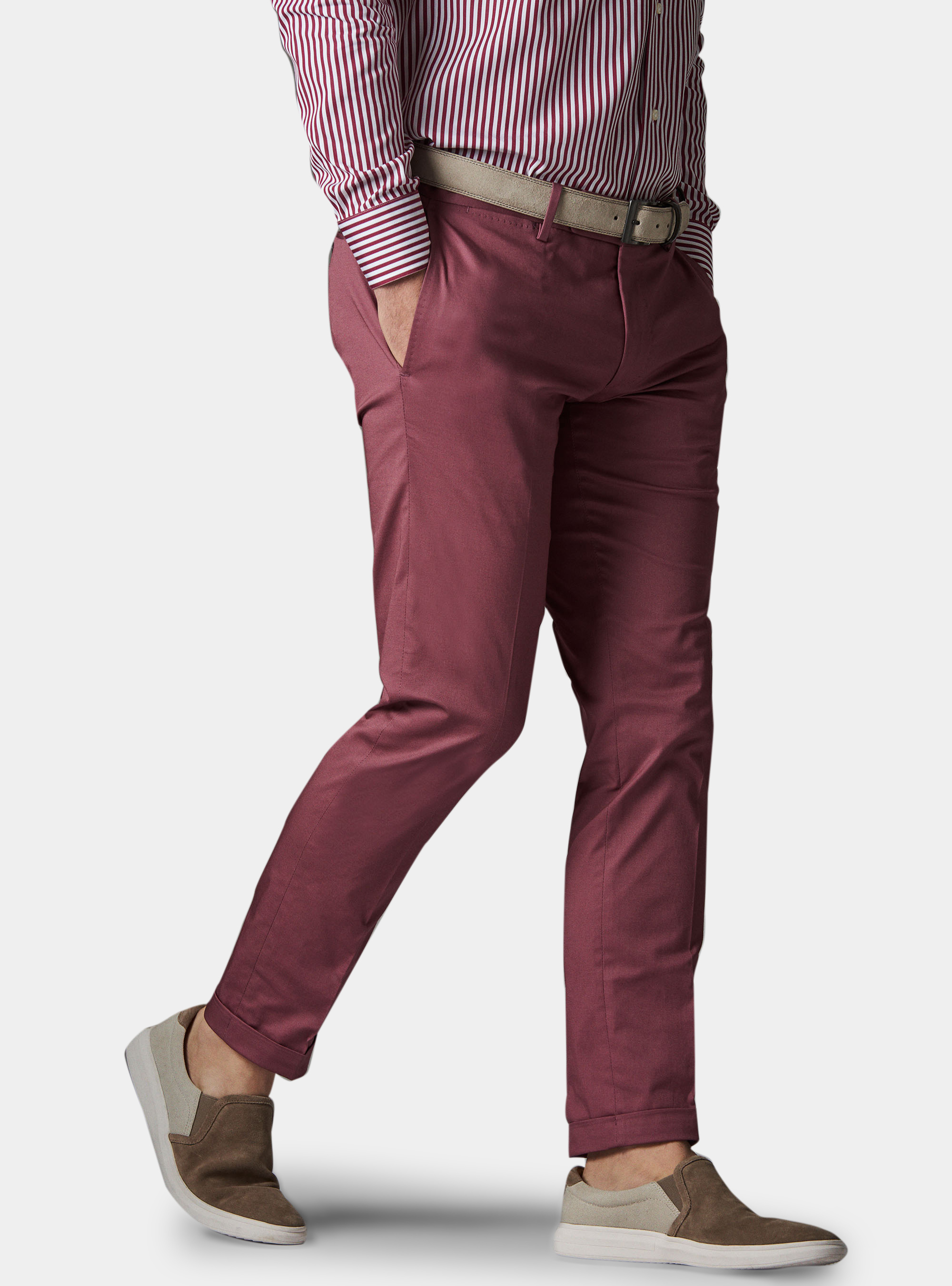Pantalone per abito in cotone superior, ROSA SCURO 0458C