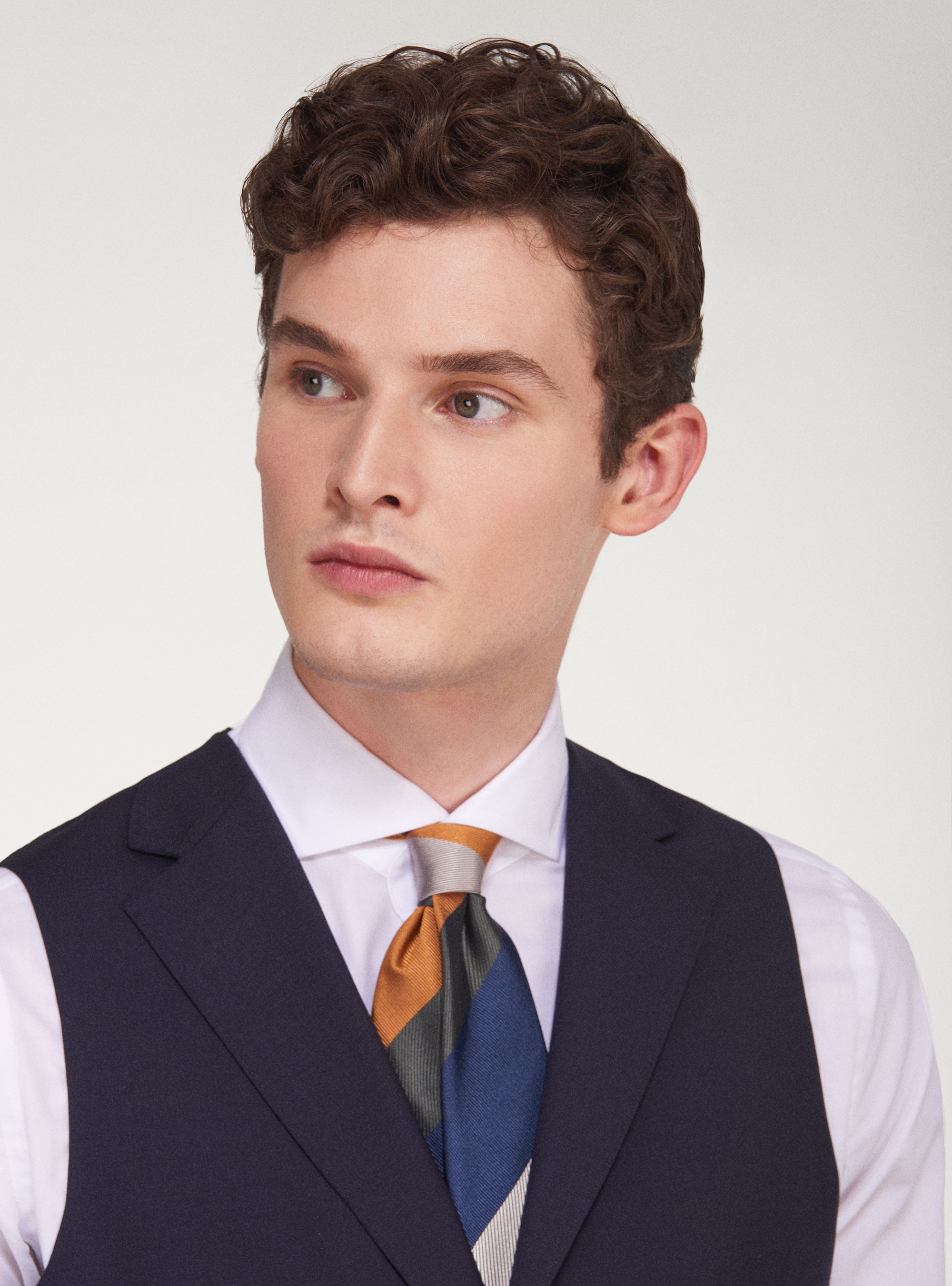 Super 120's wool waistcoat, NAVY BLUE