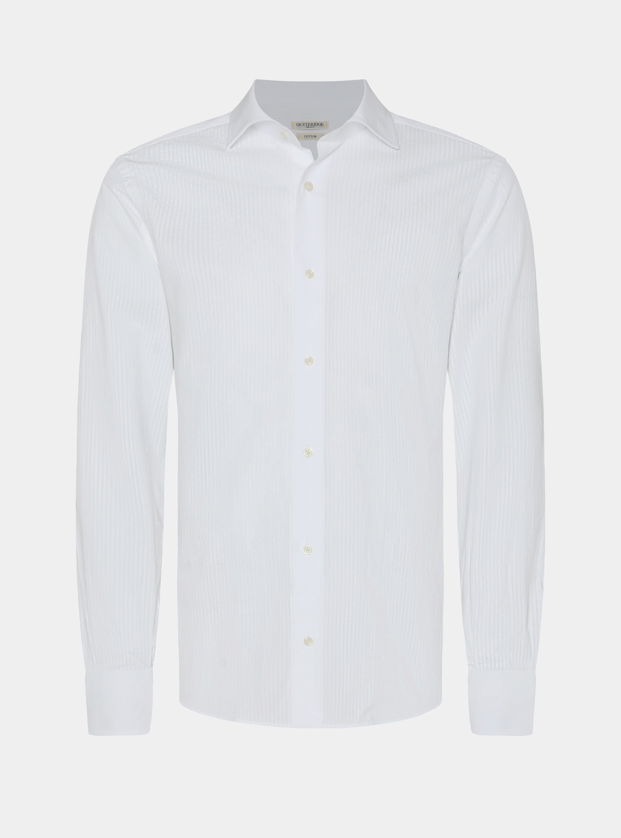 Camicia in cotone seersucker, BIANCO