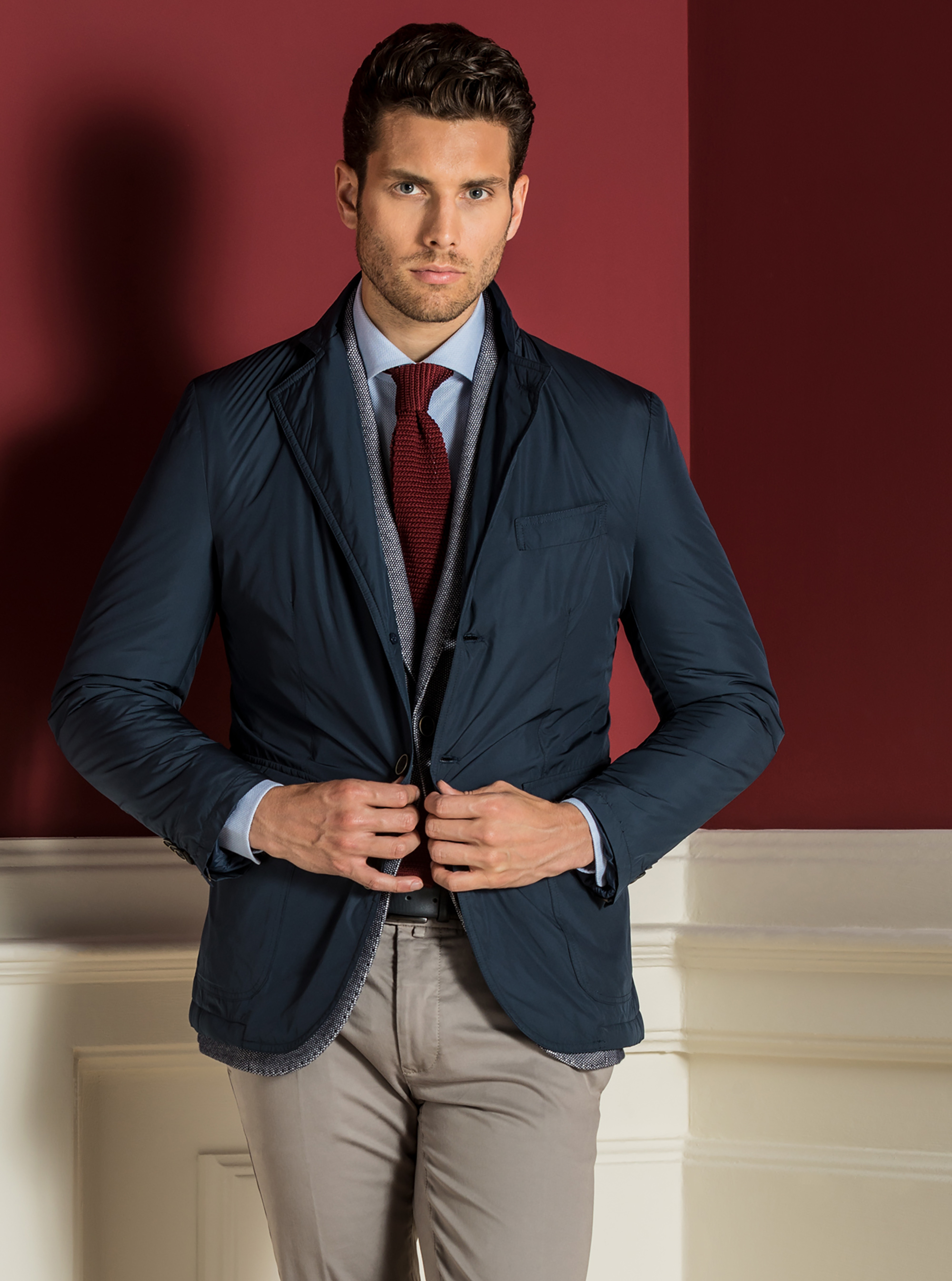 Technical fabric blazer, NAVY BLUE