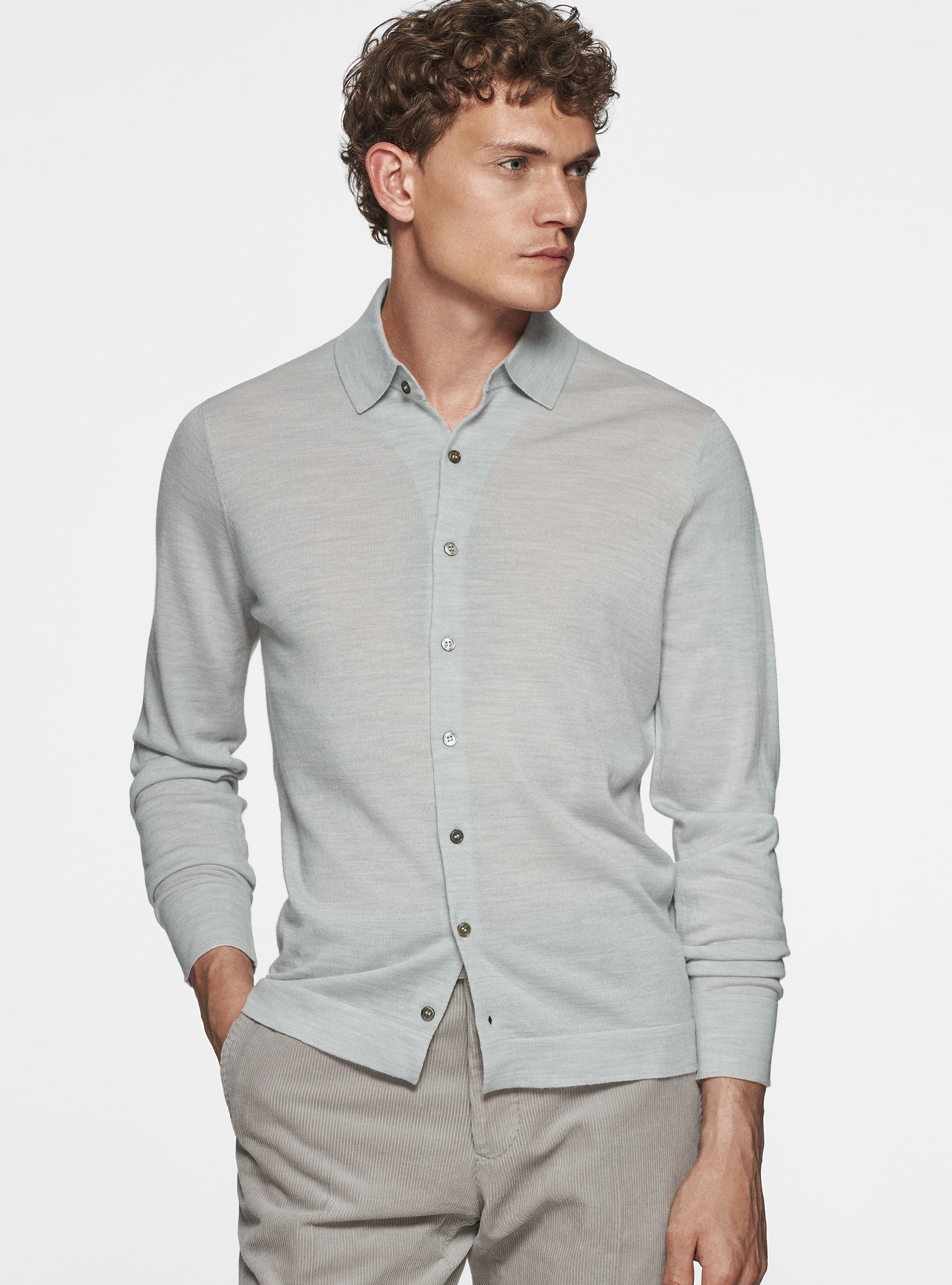 Camicia in maglia in pura lana merino extrafine